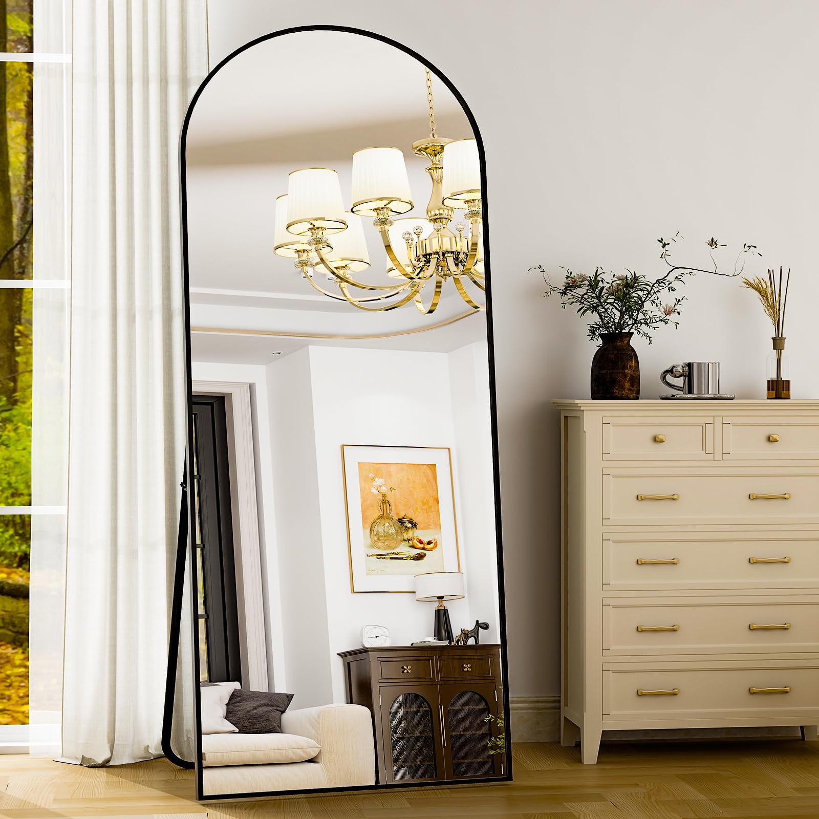 HARRITPURE 28x71 Inch Full Length Mirror with Aluminum Alloy Frame - Large Floor Standing Body Mirror for Bedroom, Living Room, Bathroom - Perfect for Home Decor, Outfit Check & Yoga Practice