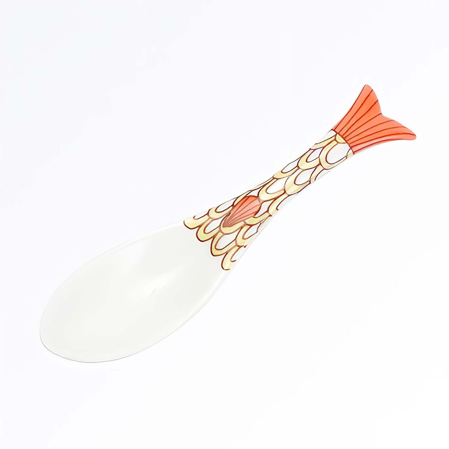 Premium Harekutani Porcelain Fish Renge Spoon - Handcrafted Japanese Tea Ceremony Spoon, Perfect for Matcha, Sugar, Spices & Home Decor