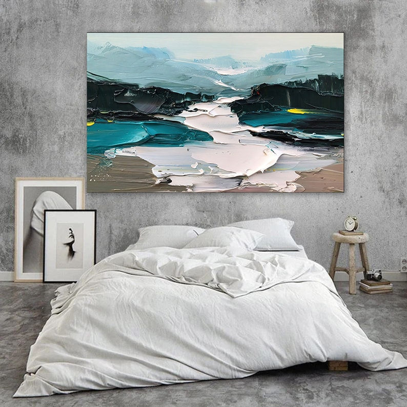 Abstract Glacier Wall Art - Modern Minimalist Iceberg Painting for Home & Office Decor - Perfect for Living Room, Bedroom, or Office Spaces