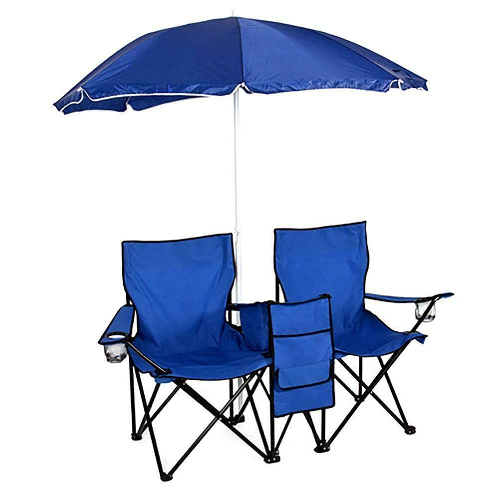 Foldable Picnic Table with Double Chairs and Umbrella - Portable Outdoor Camping, Beach, Fishing, and Patio Furniture Set - Perfect for Backyard BBQs, Beach Trips, and Tailgating Parties