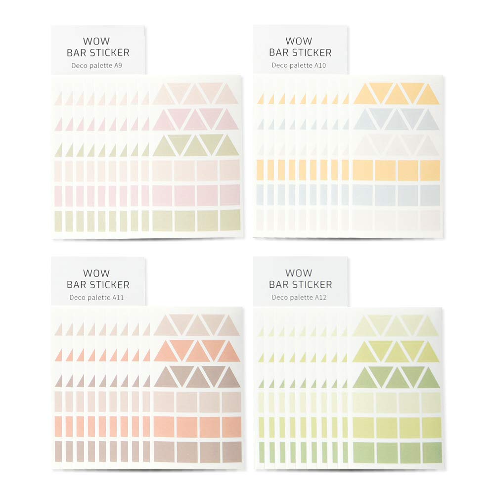 Monolike Wow Bar Sticker Deco Palette C Set - Mini Cute Square Stickers for Scrapbooking, Journaling, DIY Crafts & Planner Decorations