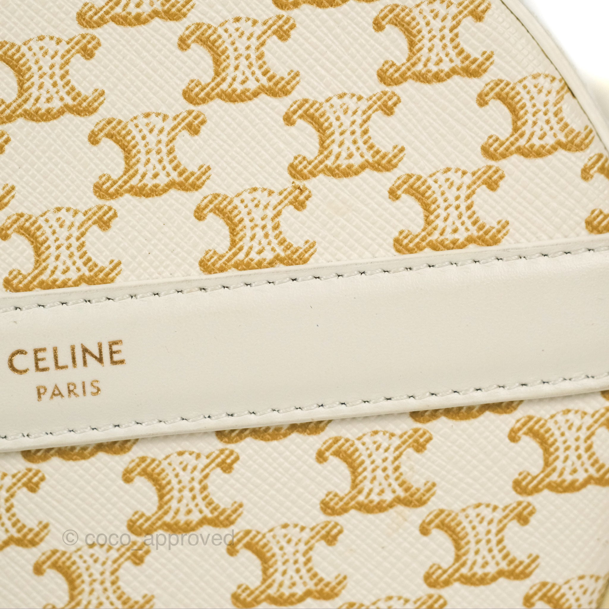 Celine Triomphe Canvas Round Crossbody Bag with Strap - White Calfskin Leather Purse for Women | Perfect for Everyday Use, Date Nights & Travel