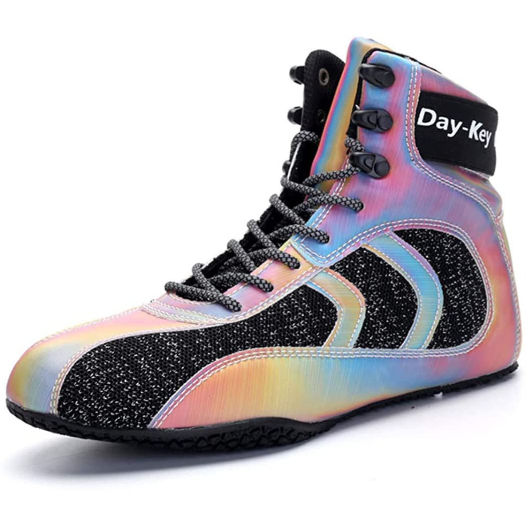 WJFGGXHK Men's Wrestling Shoes - High Top Kickboxing & Boxing Boots for Men - Lightweight Athletic Gym Training Shoes for MMA, Martial Arts & Workouts