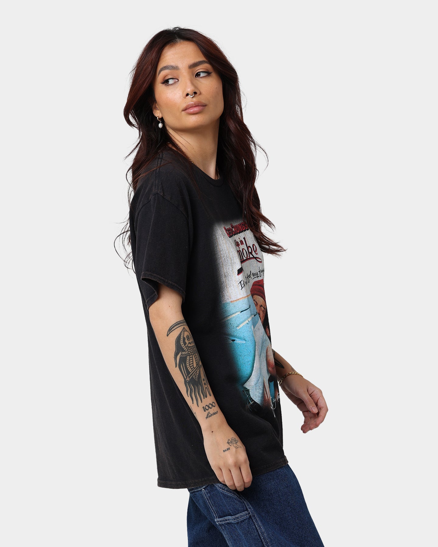 Vintage Cheech & Chong 420 Movie Poster T-Shirt - Washed Black Retro Graphic Tee for Stoner Comedy Fans & 420 Celebrations