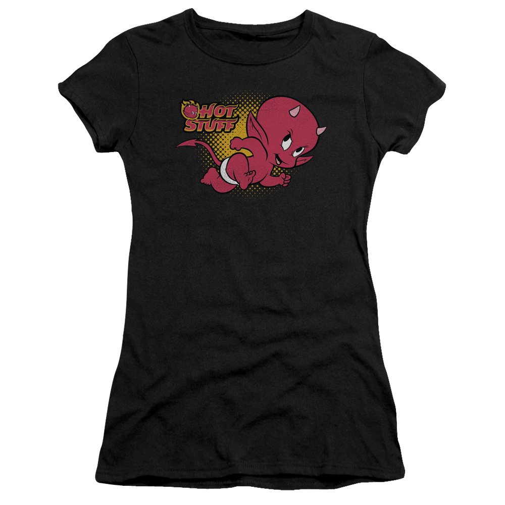 Trevco Hot Stuff Little Devil Juniors' Sheer Fitted T-Shirt | Cute Devil Print Top for Girls | Perfect for Halloween, Costume Parties & Rock Concerts