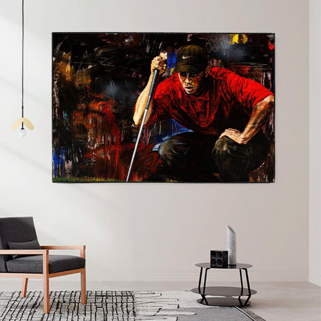 Tiger Woods Golf Canvas Wall Art - Premium Golf Decor for Home, Office & Man Cave - Perfect Gift for Golf Lovers & Sports Fans