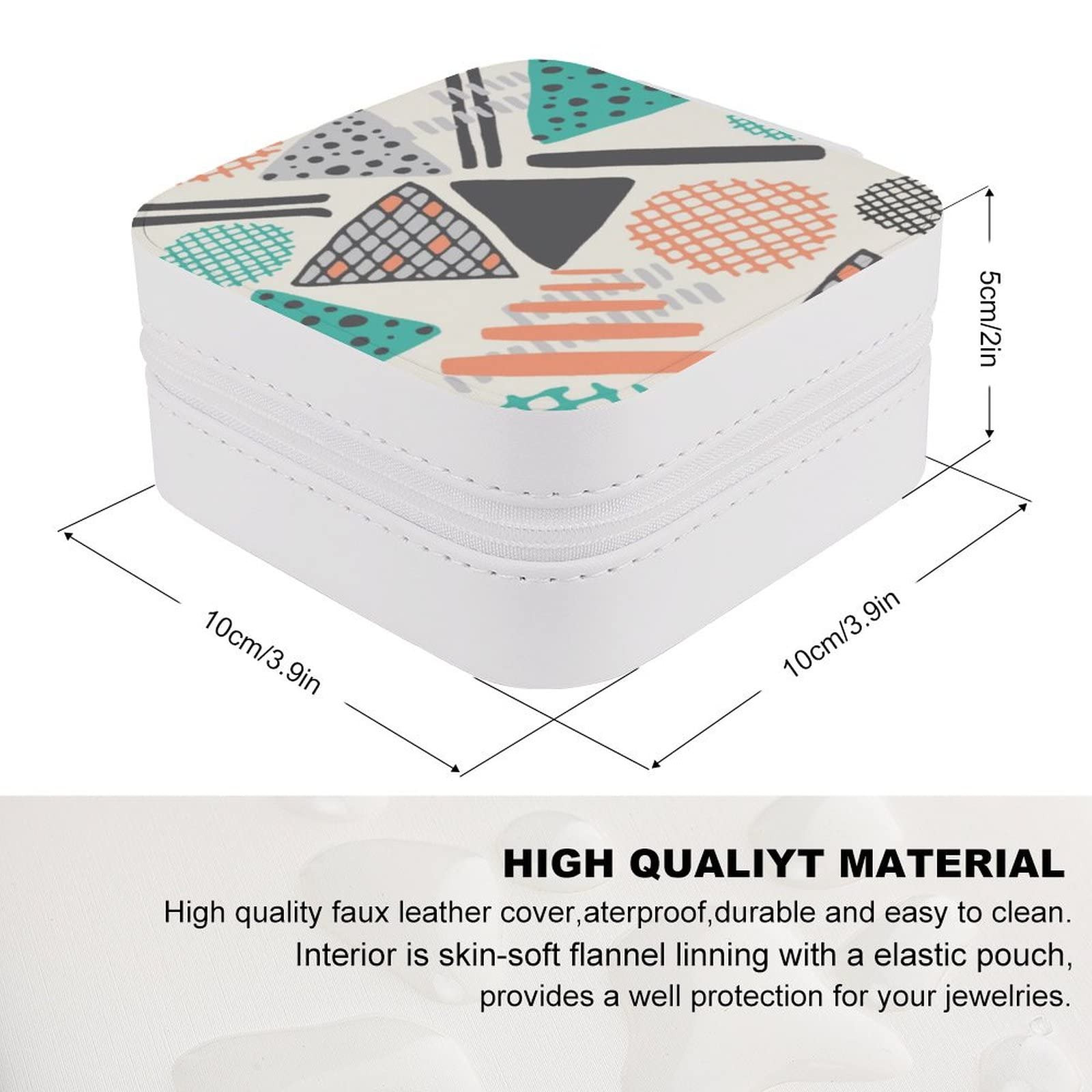Elegant PU Jewelry Box - Portable Travel Organizer for Rings, Earrings, Necklaces & Bracelets - Modern Abstract Circle Plaid Design - Perfect for Home Storage, Travel & Gift Giving