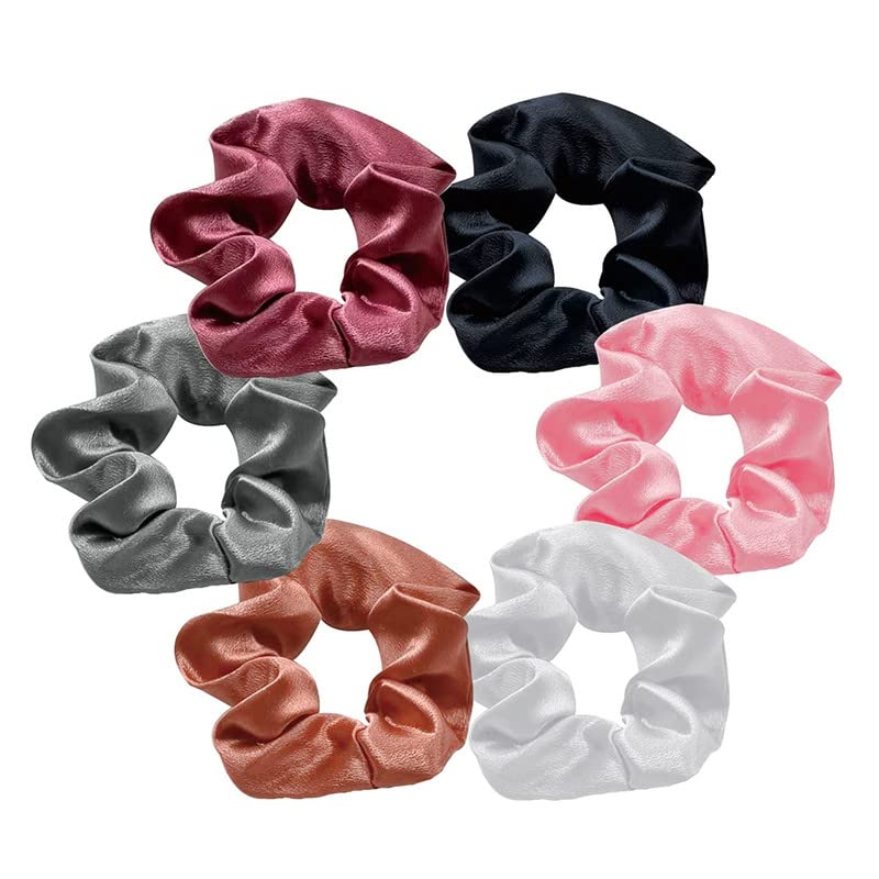 Shidara Satin Hair Scrunchies - 6 Pack Colorful Ponytail Holders for Women & Girls | Soft No-Slip Hair Bands for Workouts, Office, School & Everyday Use