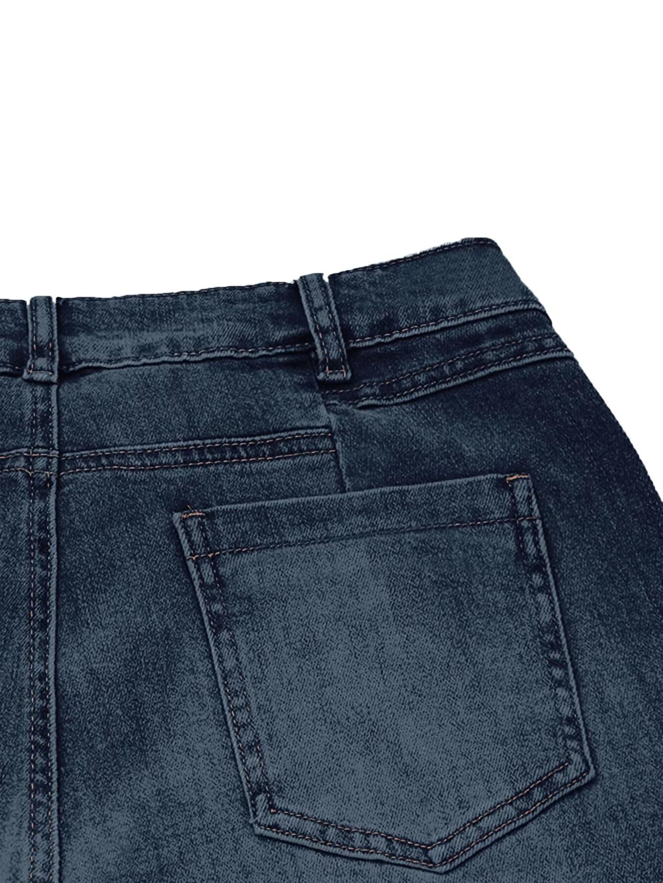 Flamingals Women's Low Waist Wide Leg Bootcut Jeans - Stretchy Baggy Flare Denim Pants (No Belt) for Casual Wear & Boho Style Outfits