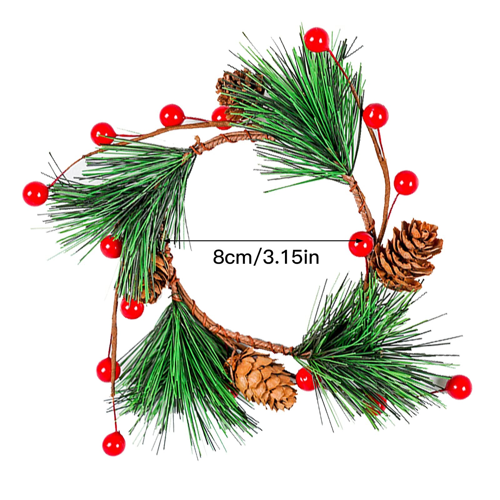 WEIGE 3-Piece Christmas Candle Wreath Rings Set - Red Artificial Berry & Pine Cone Candle Rings for Pillar Candles, Perfect for Wedding Centerpieces and Holiday Table Decorations | Festive Christmas, Thanksgiving, and Winter Home Decor