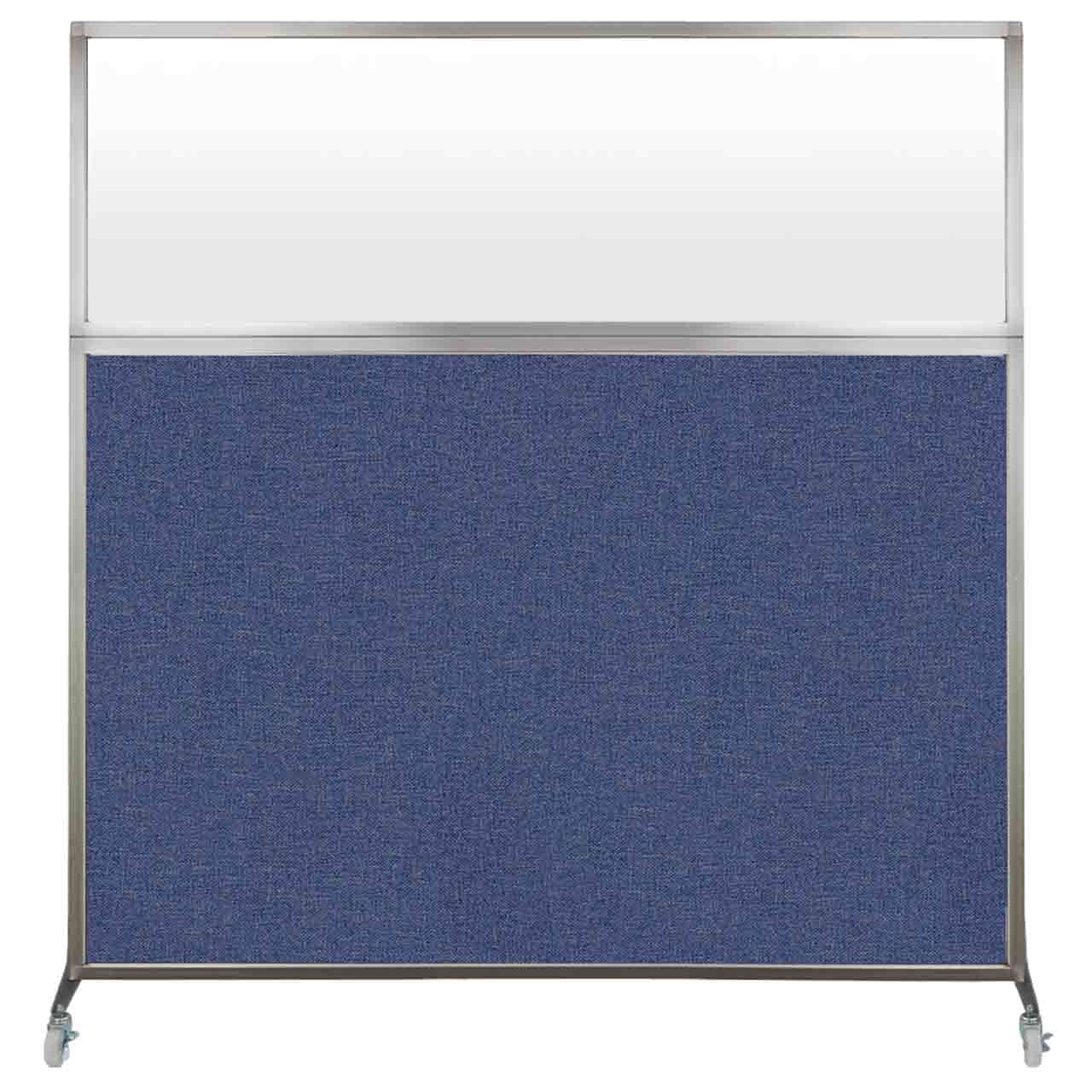 Versare Hush Screen Portable Room Divider with Frosted Window - 6' x 6' Freestanding Privacy Partition on Wheels, Cerulean Fabric Panels for Office, Classroom & Home Workspace Privacy