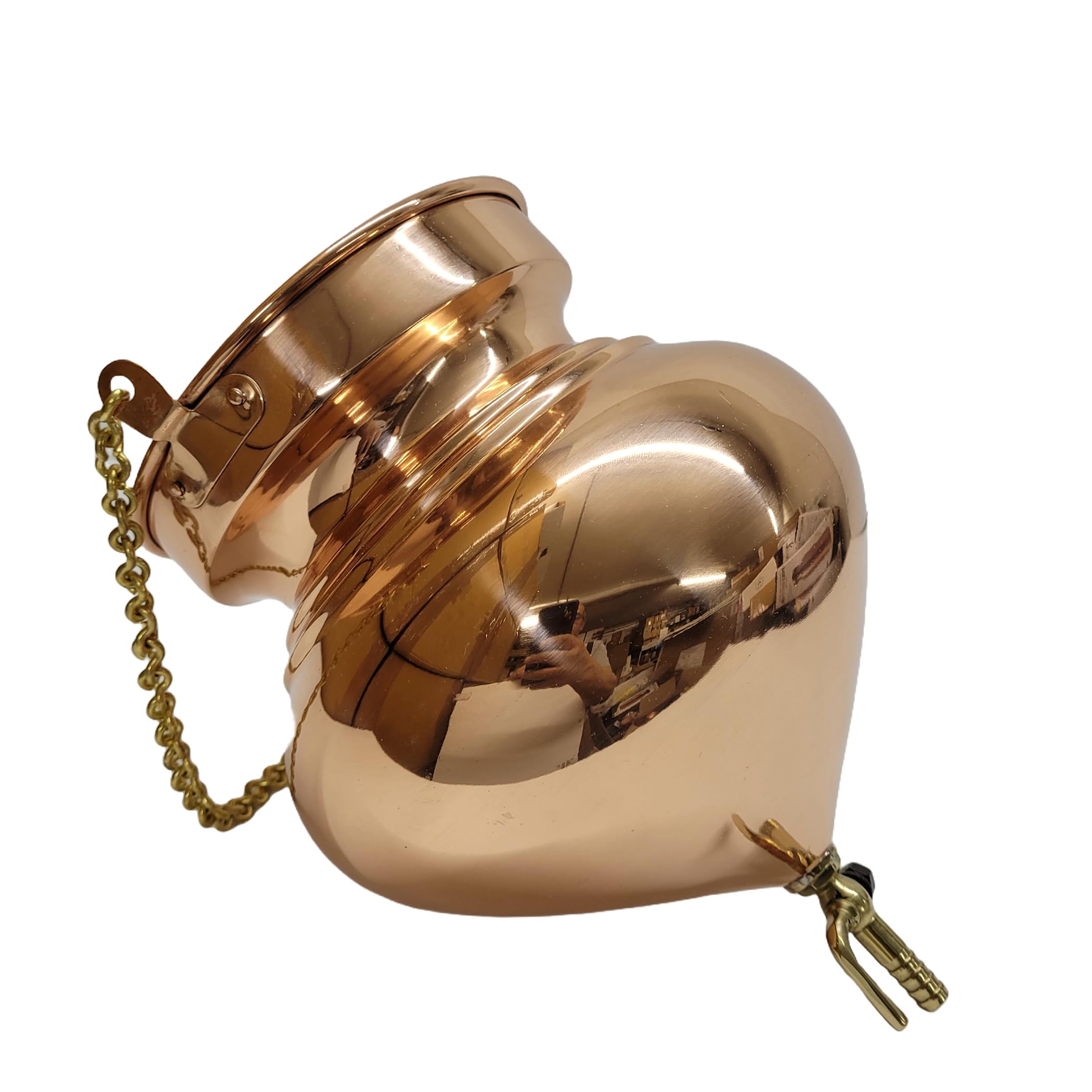 Extra Large Pure Copper Shirodhara Pot with Control Valve & Brass Chain - Ayurvedic Massage Equipment for Panchkarma, Abhyanga, Sodhana, Basti & Nasya | Perfect for Spa, Wellness Centers & Home Ayurvedic Therapy