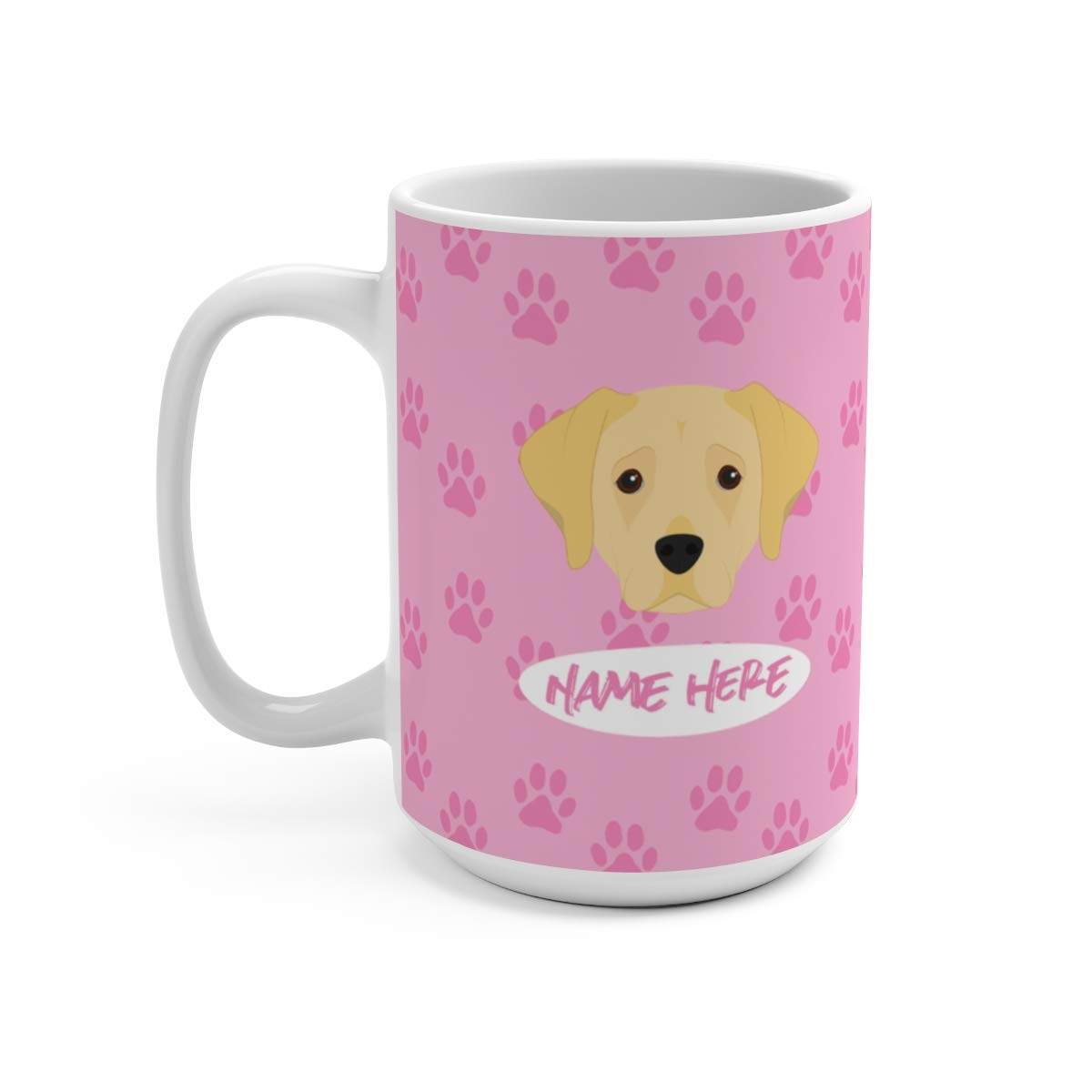 Custom Yellow Labrador 15oz Ceramic Coffee Mug - Personalized Dog Lover Gift for Mom, Dad | Dishwasher & Microwave Safe | Perfect for Home, Office & Holiday Gifts