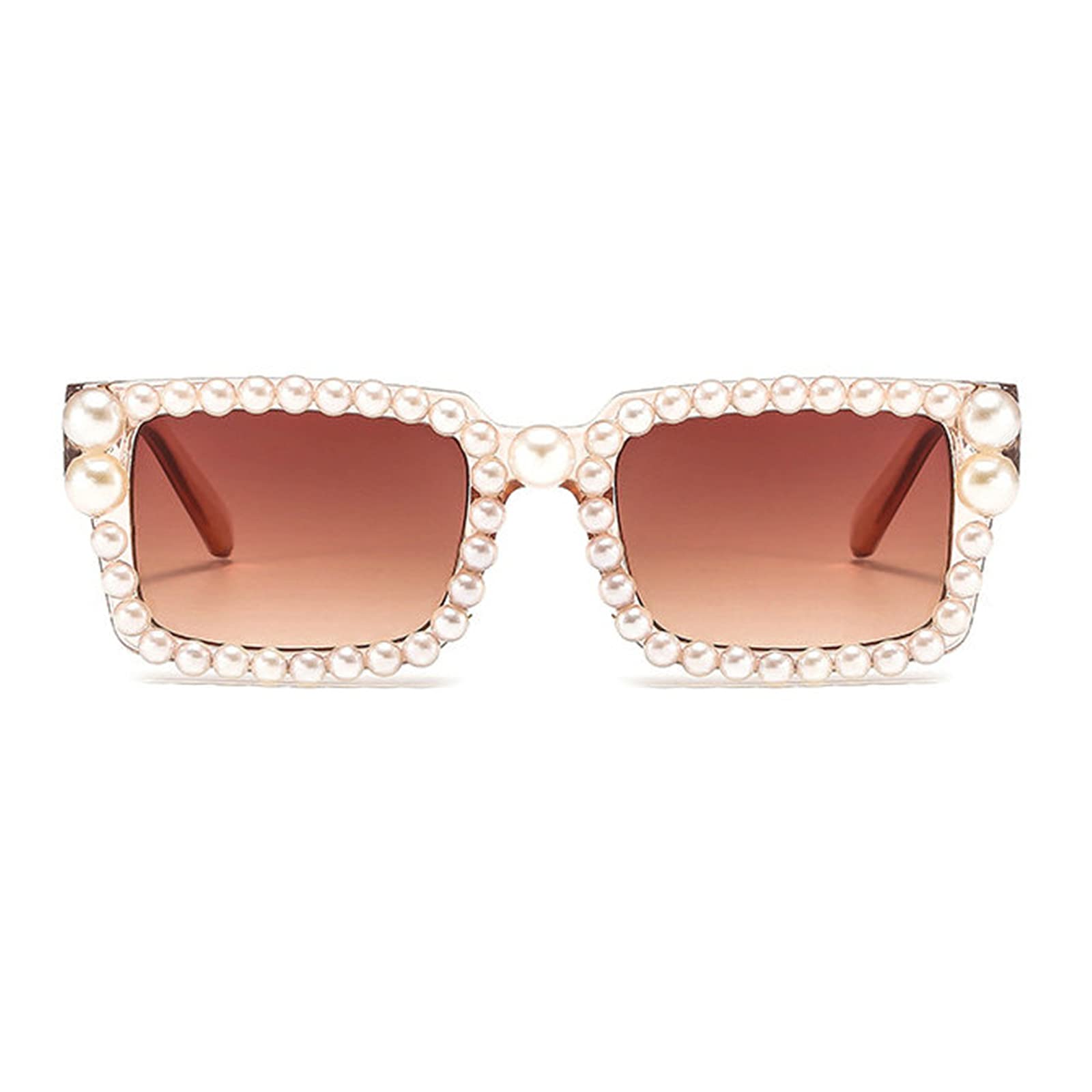 Luxury Square Rhinestone Sunglasses for Women - Elegant Rectangle Party Eyewear with Pearl Accents | Perfect for Beach, Outdoor Events & Fashion Accessories