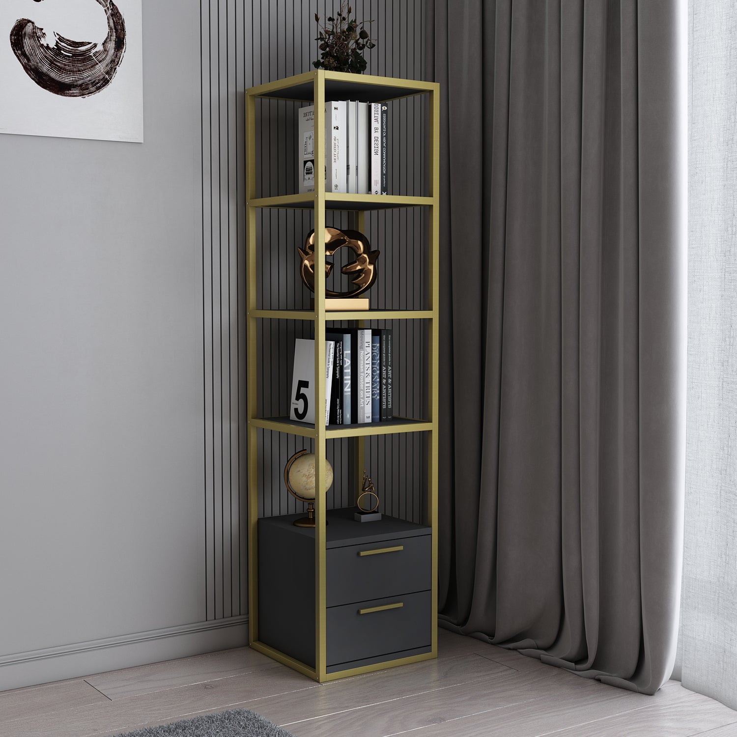 Stylish Robbins Bookcase - Modern Wooden Bookshelf for Home & Office Organization - Perfect for Living Room, Bedroom, and Study Room Decor