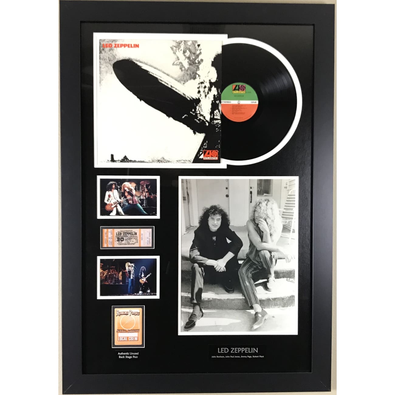Vintage Led Zeppelin Band Poster Collage - Large Framed Music Memorabilia Wall Art for Rock Fans, Home Decor & Man Cave