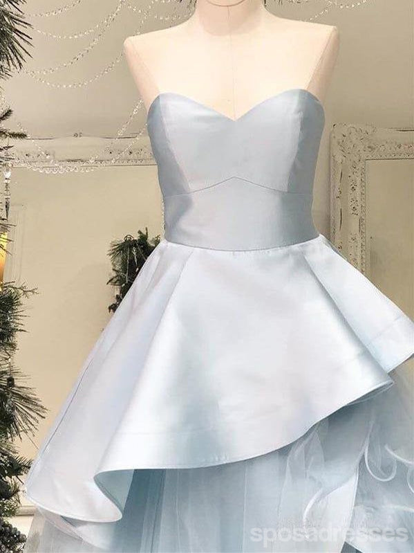 Elegant Blue A-Line Strapless Maxi Long Party Prom Dresses for Women - Formal Evening Gowns for Homecoming, Wedding, Ball & Special Occasions