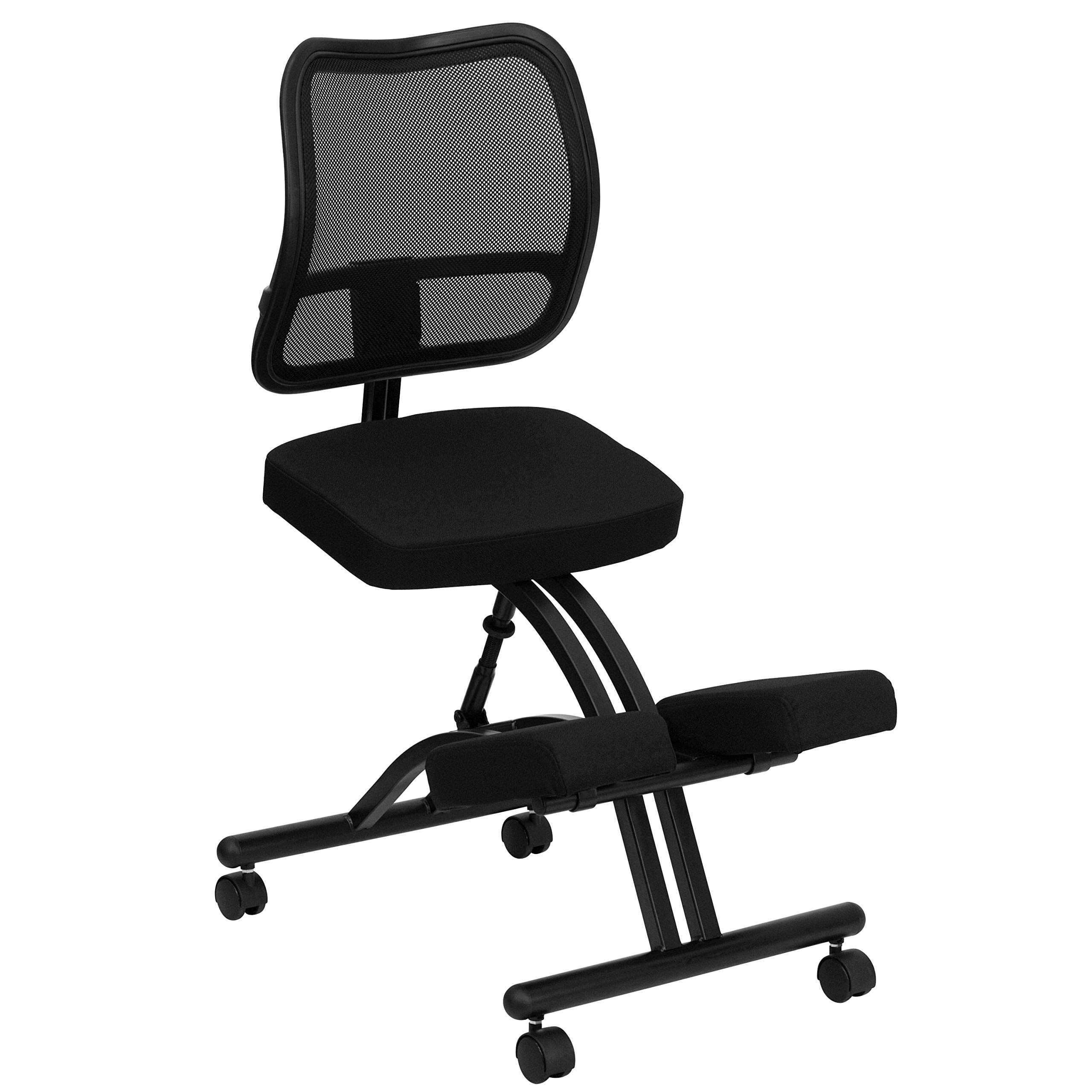 Flash Furniture Mobile Ergonomic Kneeling Office Chair with Black Mesh Back - Adjustable Posture Support for Home & Office Workspaces