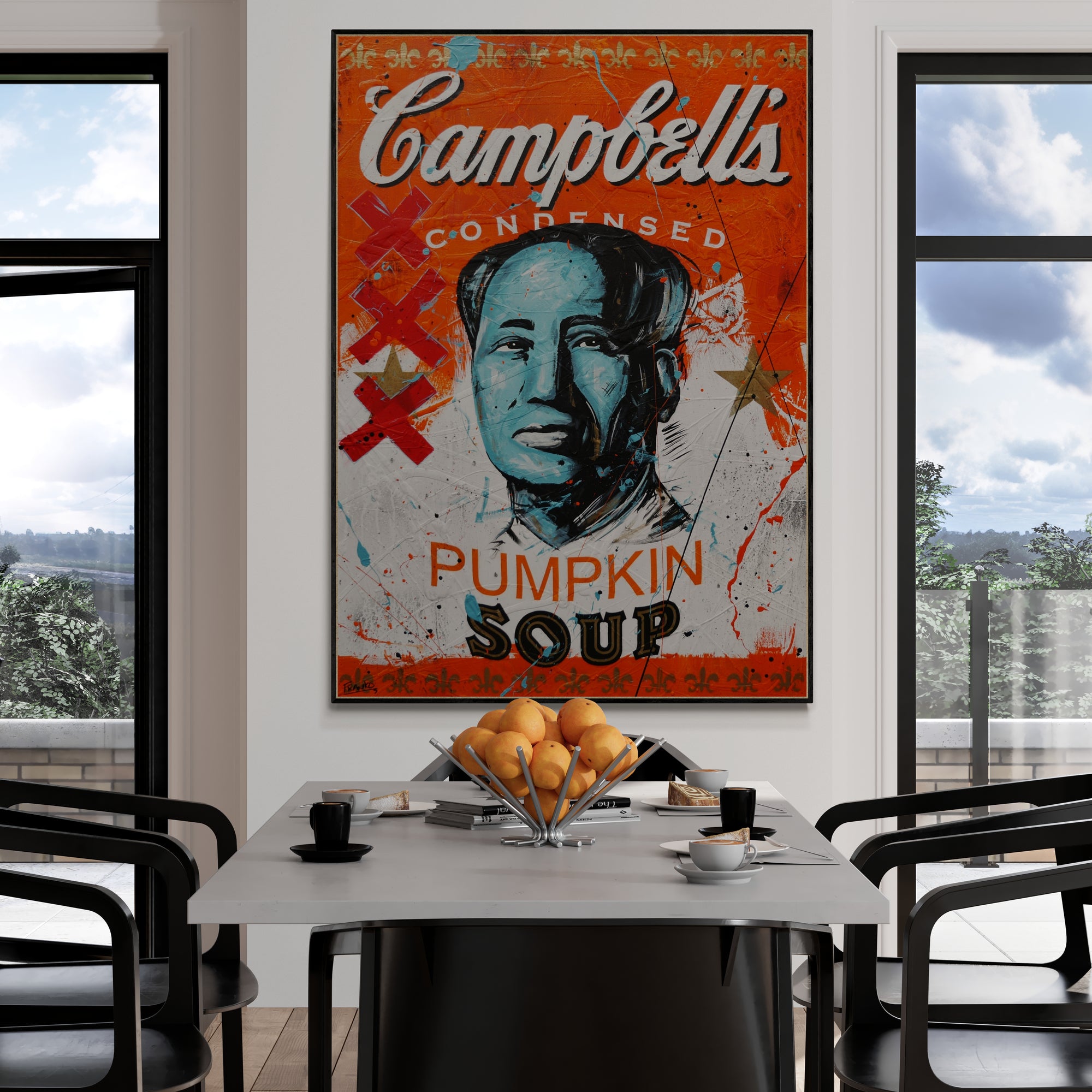 140cm x 100cm Campbell's Soup Textured Urban Pop Art Canvas Painting - Andy Warhol Inspired Wall Decor for Living Room, Bedroom & Office