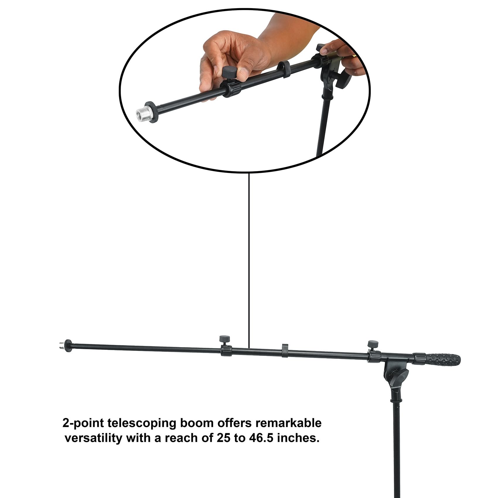 Rockville Professional Microphone Stand with Boom Arm, Tripod Base & 360° Swivel Smartphone Mount - Perfect for Podcasting, Live Streaming & Home Studio Recording