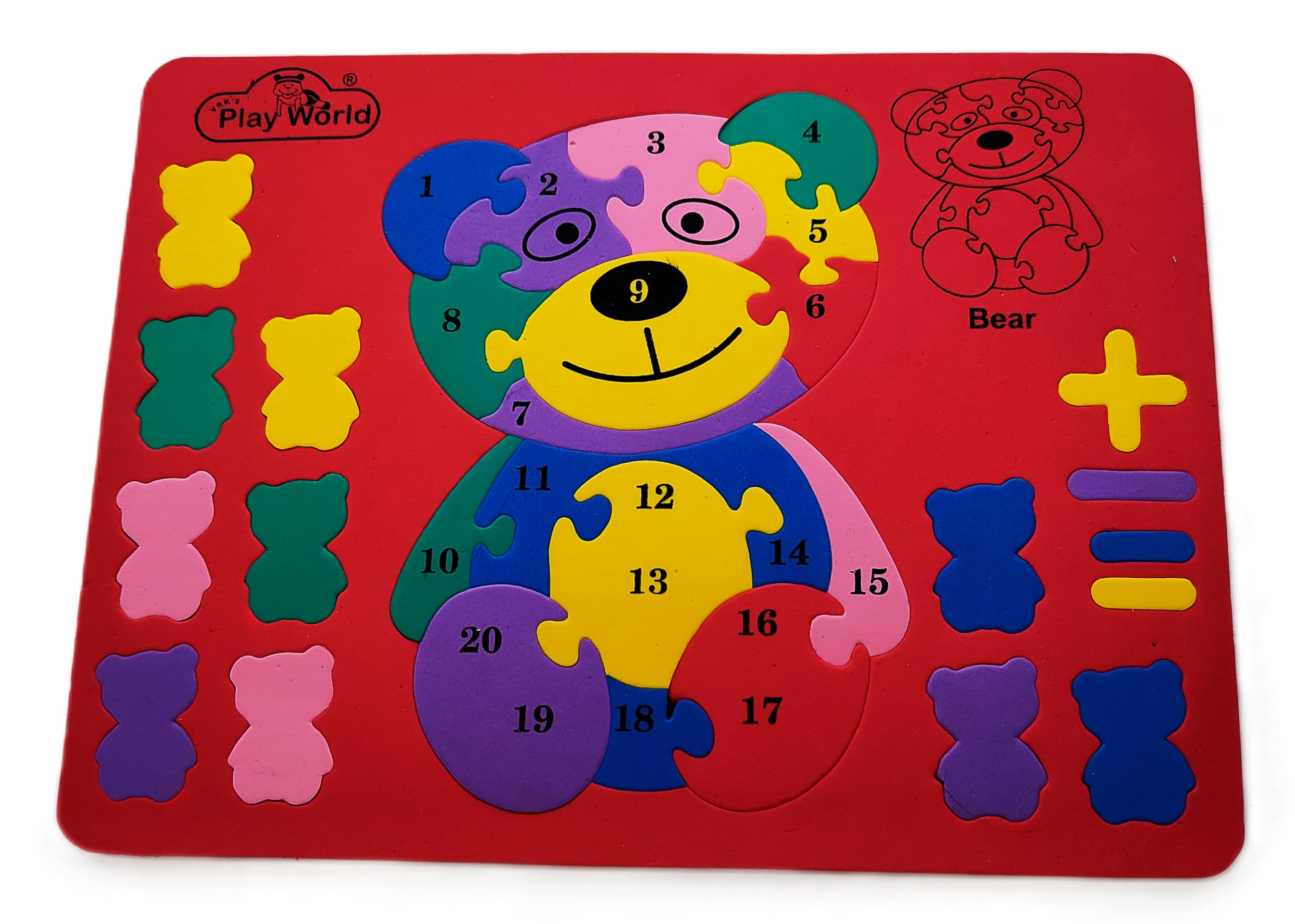 Hardev Wooden Animal Puzzle Toy for Kids & Toddlers - Soft Bear Shape Learning Game for Preschoolers & Adults - Educational Montessori Toy for Early Childhood Development (Red) - Perfect for Home, Classroom & Travel Play