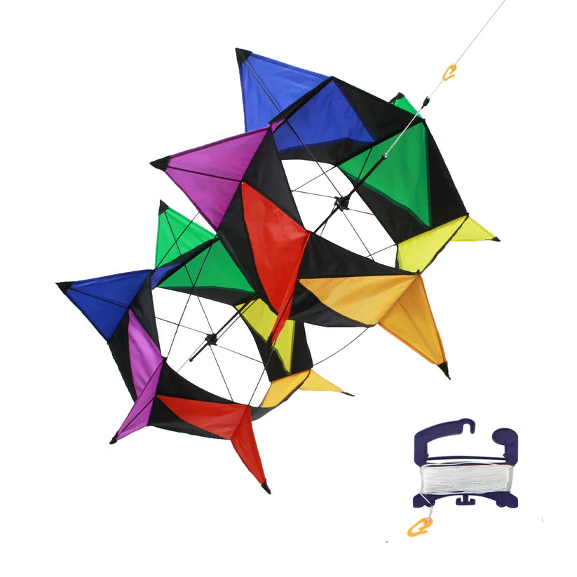 33in Spin Box Kite - Premium Large Flying Kite for Outdoor Fun, Beach, Park & Family Activities | Easy to Fly for Kids & Adults | Durable & Colorful Design for Windy Days