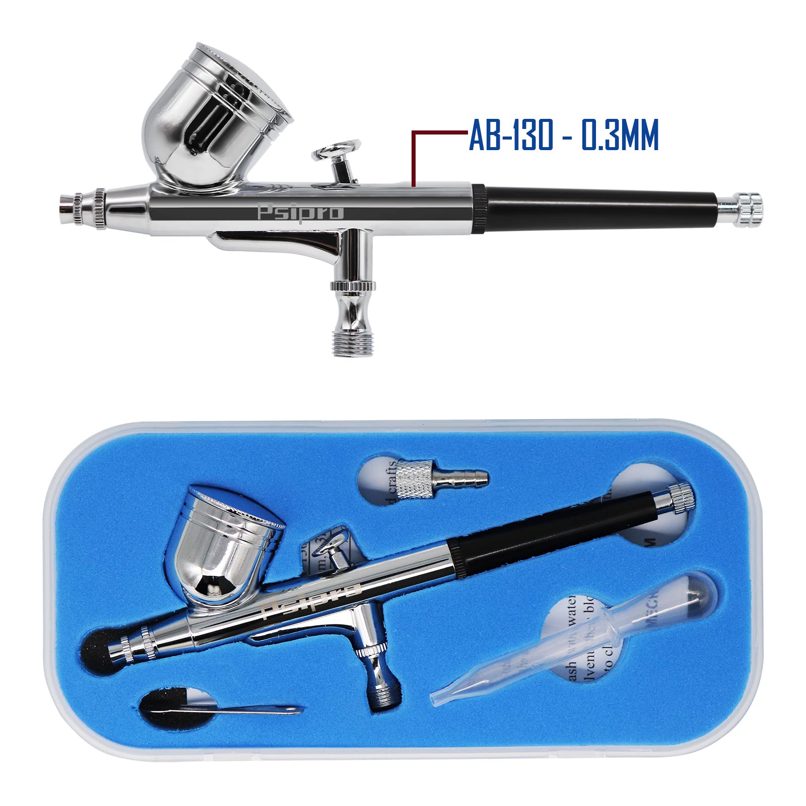 1/5HP Airbrush Compressor Kit with Dual-Action Gravity Feed Airbrush, Holder, Cleaning Brush & 6ft Hose - Perfect for Model Painting, Cake Decorating, Nail Art & DIY Crafts