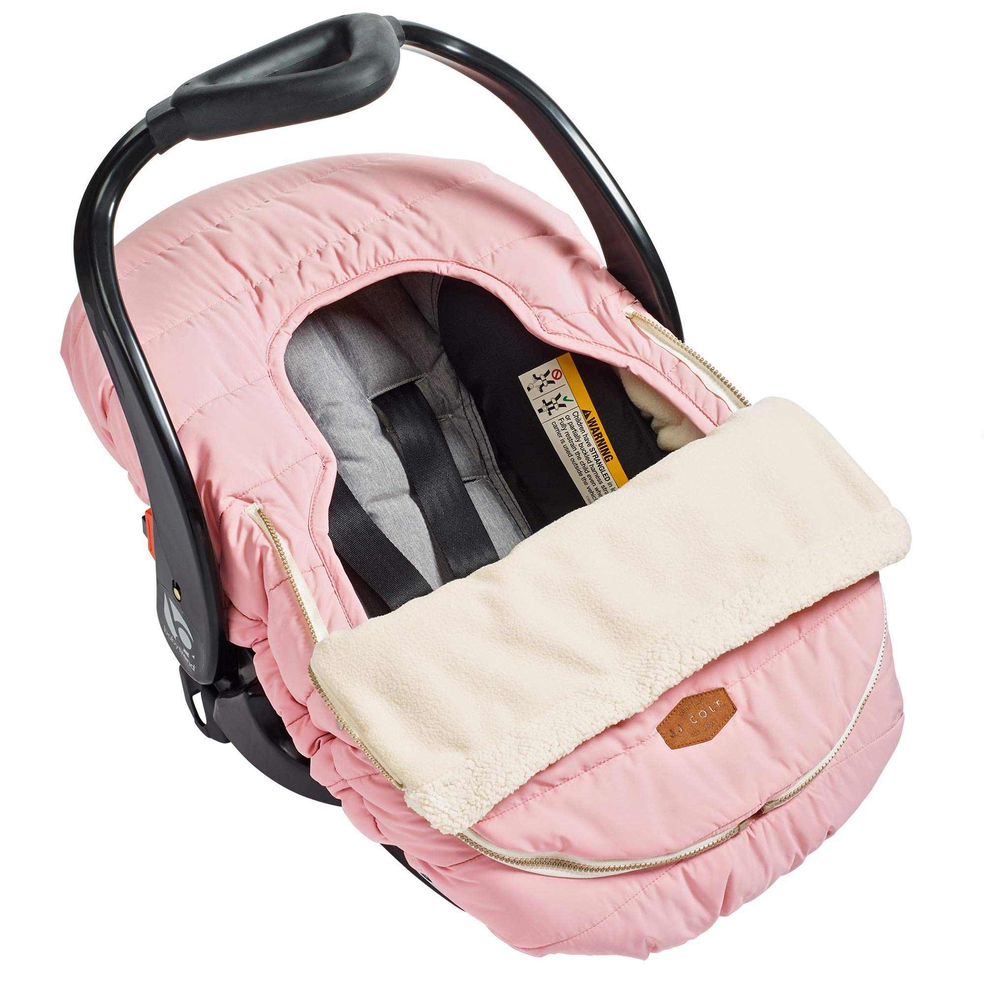 JJ Cole Infant Car Seat Cover - Winter Resistant Stroller & Baby Carrier Cover in Blush Pink - Keep Baby Warm & Cozy for Outdoor Walks, Shopping & Travel