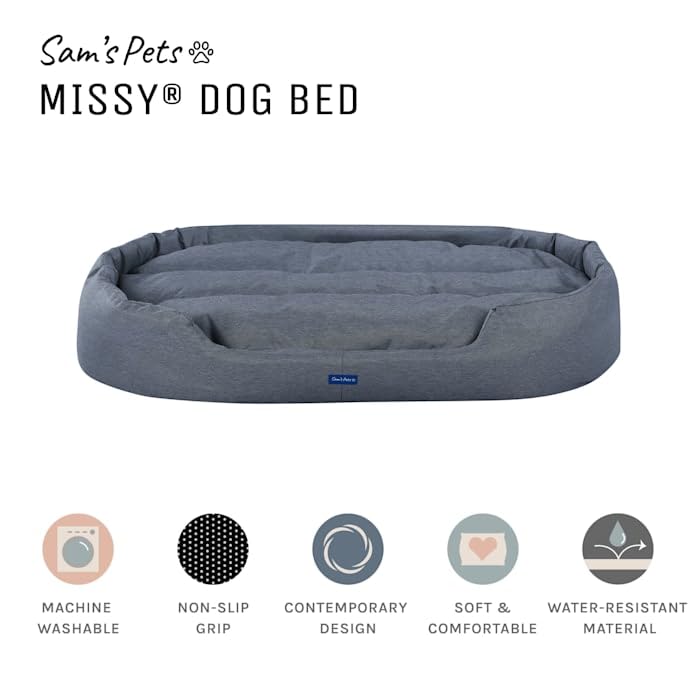 **Sam's Pets Missy Round Orthopedic Dog Bed - Extra Large, Non-Slip, Soft & Washable Navy Blue Pet Bed for Comfort & Support | Perfect for Large Dogs, Bedroom, Living Room, or Kennel Use**