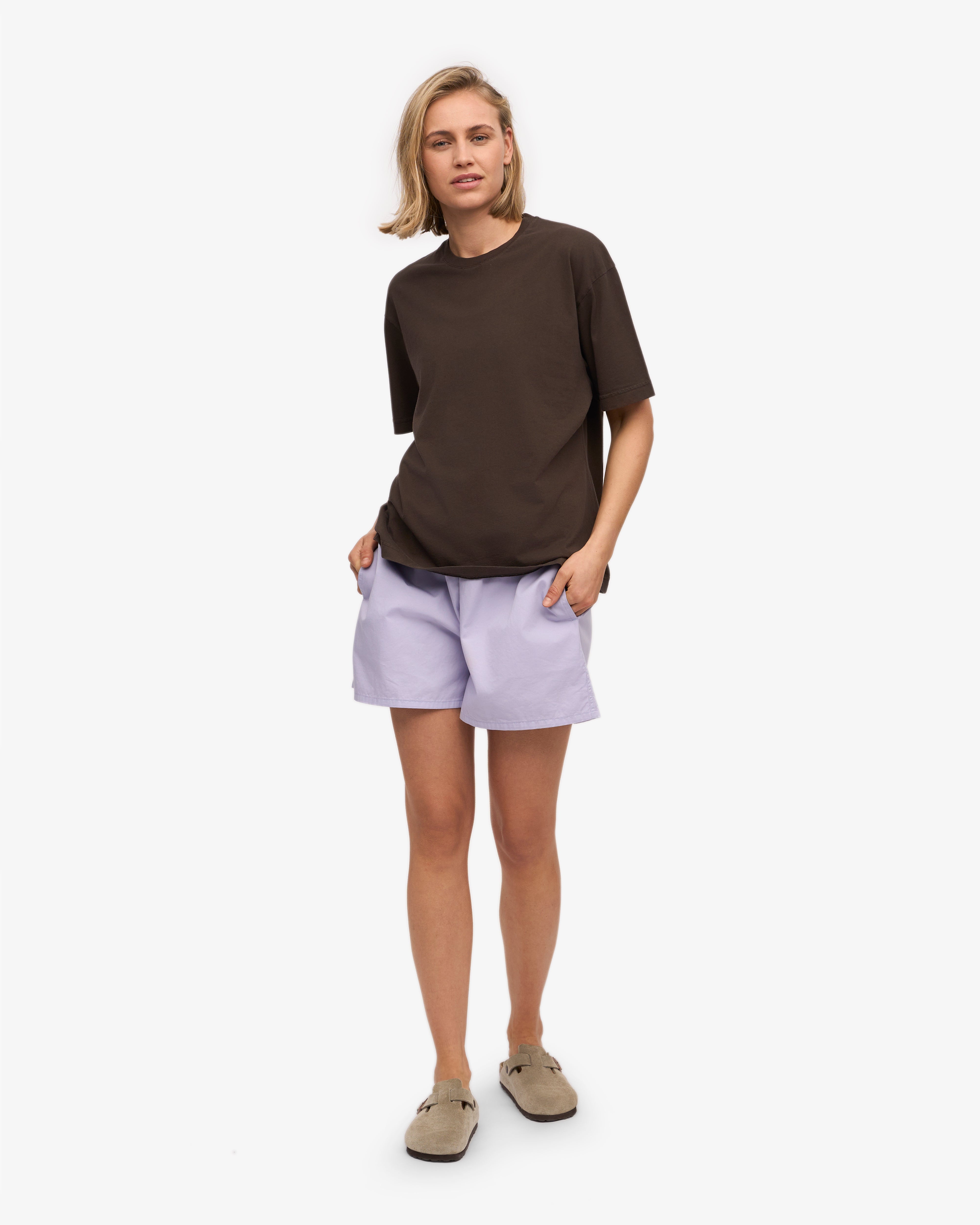 Organic Cotton Women's Twill Shorts - Soft Lavender Color | Comfortable Casual Wear for Summer, Travel & Lounge