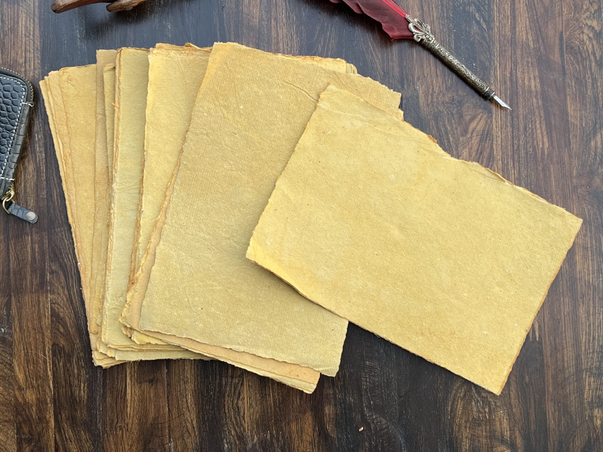 Premium 150 GSM Watercolor Paper for Artists - Handmade Cotton Deckled Edge Mixed Media Paper (9.7
