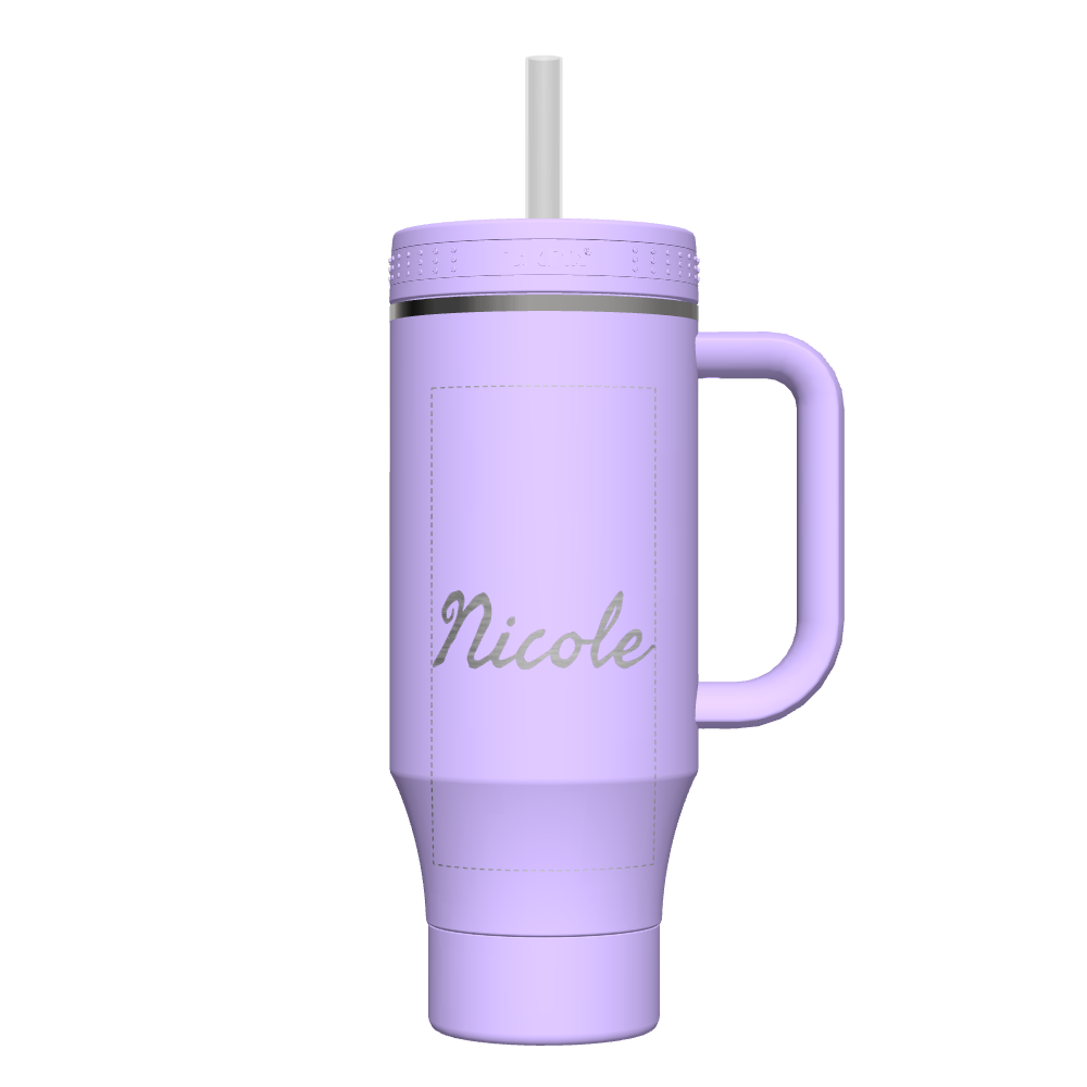 40 oz Custom Stainless Steel Straw Tumbler with Handle - Insulated Travel Mug for Hot & Cold Drinks - Perfect for Office, Gym, Hiking and Outdoor Activities