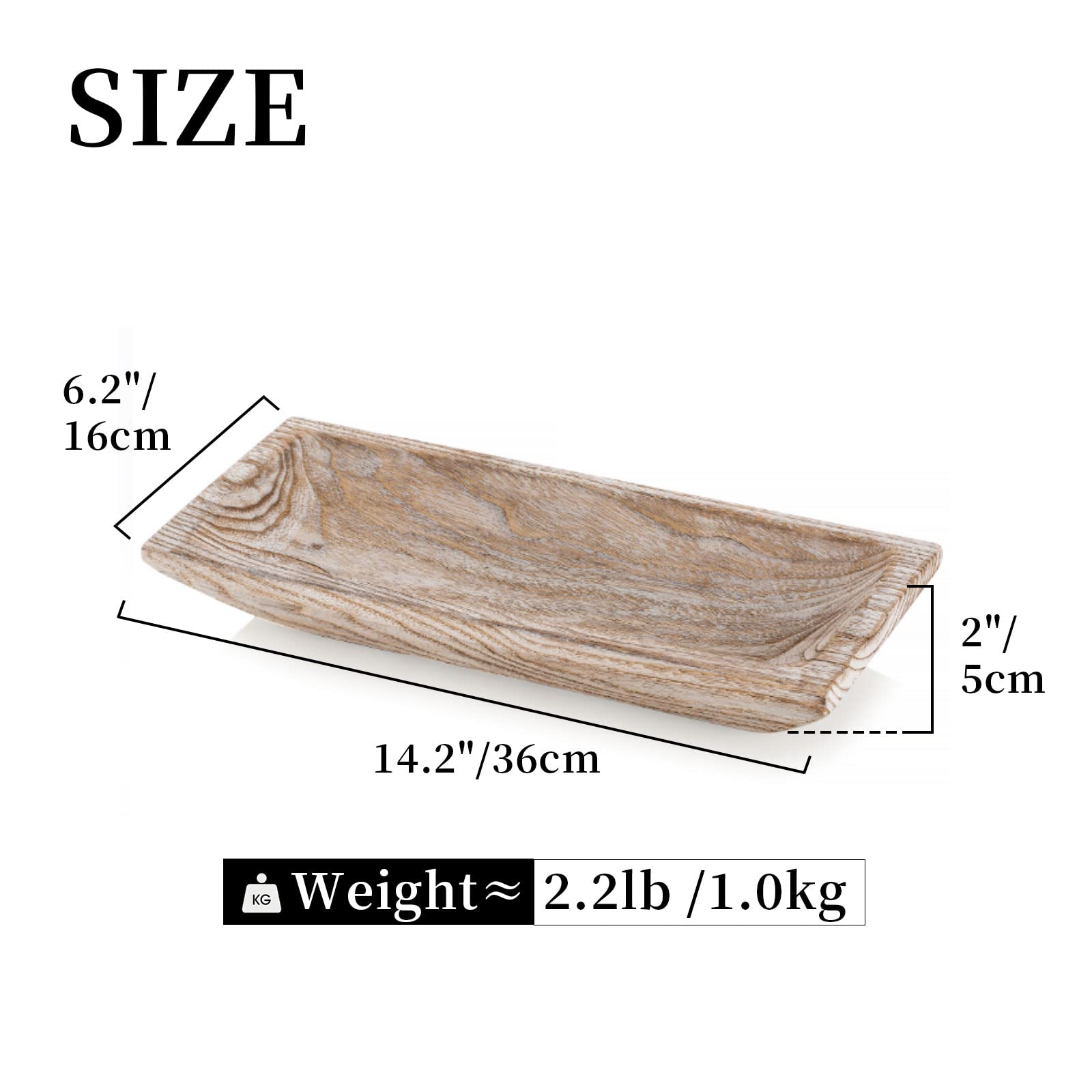 Hanobe Decorative Wood Dough Bowl - Long Natural Wooden Centerpiece for Dining Table, Rustic Candle Holder & Fruit Display Tray | Handcrafted Unfinished Trough for Kitchen, Farmhouse Decor | Perfect for Holiday Centerpieces, Wedding Decor & Cozy Home Styling