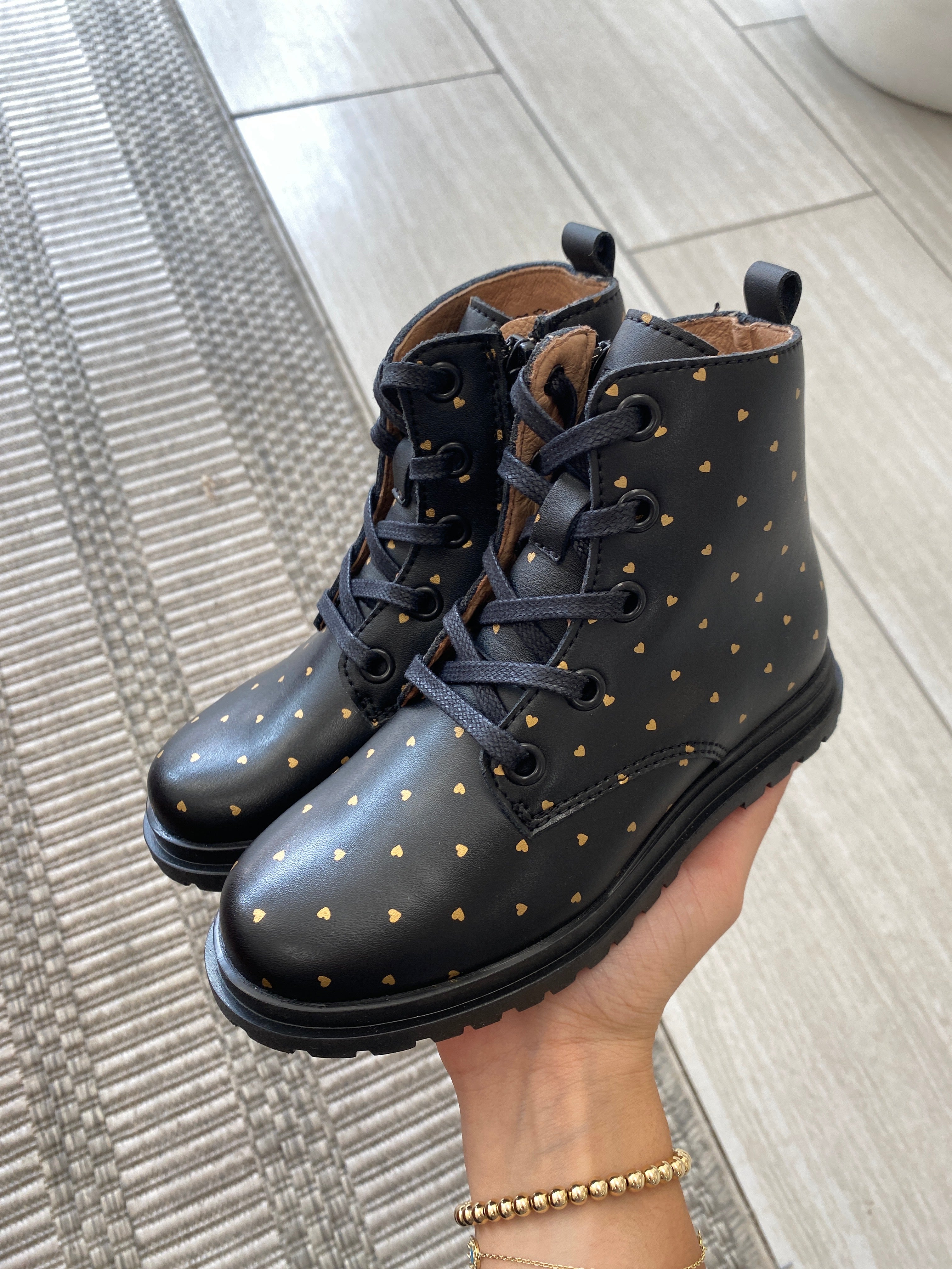 Black and Gold Heart Boots - Stylish Women's Ankle Boots for Casual Wear, Date Night & Fall Fashion | Comfortable & Trendy Footwear