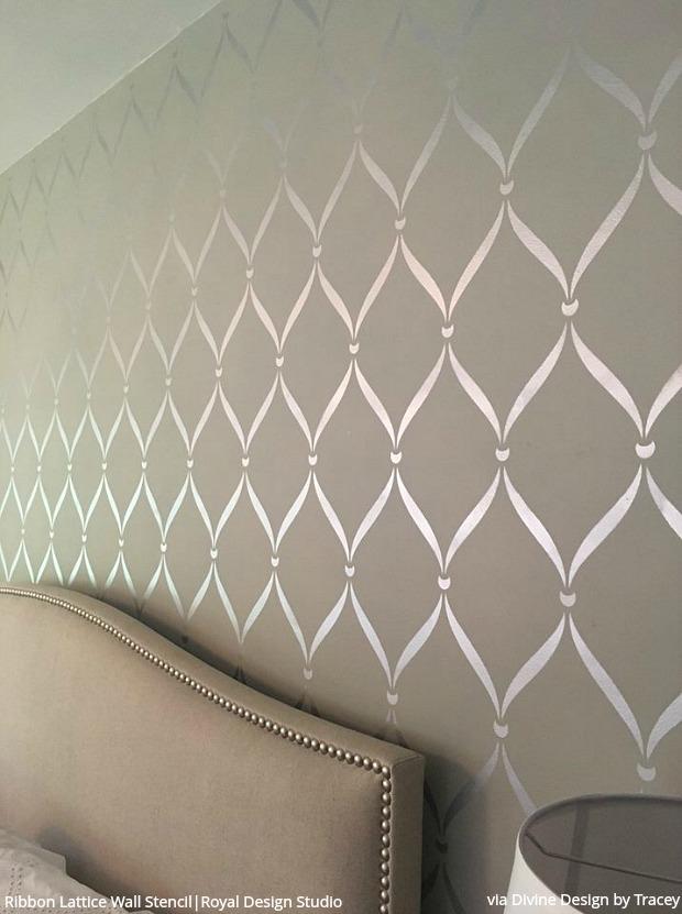 Ribbon Lattice Wall Stencil - Reusable DIY Painting Template for Home Decor, Crafts & Furniture - Perfect for Bedroom, Nursery, Living Room Accent Walls