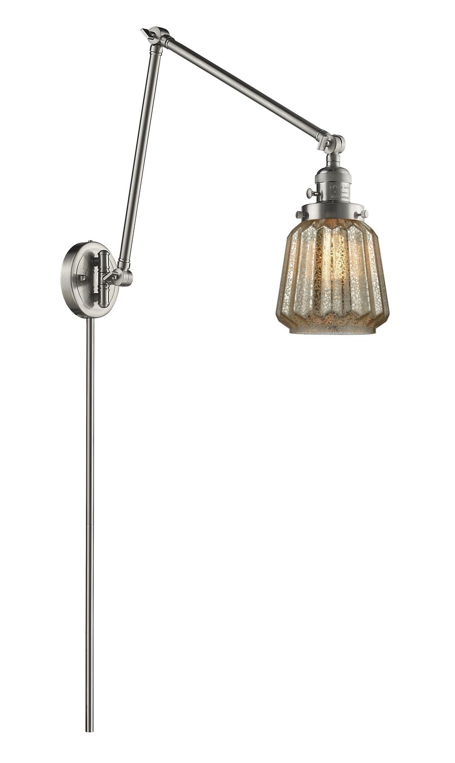 Innovations 238-SN-G146-LED 1 Light Vintage Dimmable LED Swing Arm Lamp in Brushed Satin Nickel - Perfect for Bedside Reading, Office Desk, or Living Room Accent Lighting