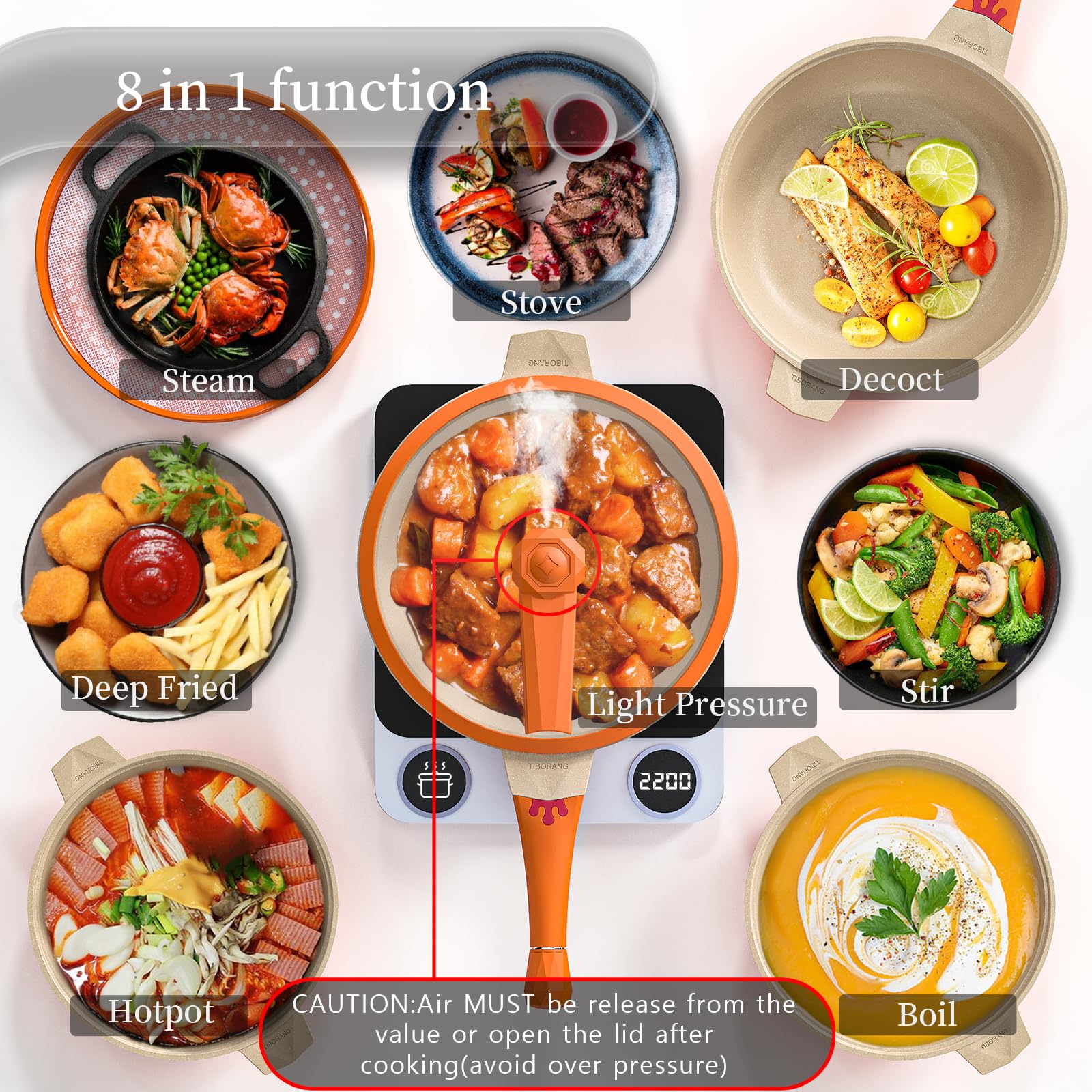 TIBORANG 8-in-1 Nonstick Frying Pan Set - 11