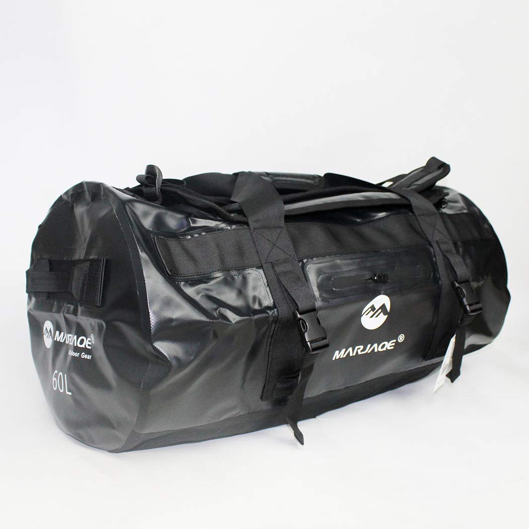 ZQYG 60L Waterproof Gym Duffle Bag - Large Sports & Travel Duffel for Men & Women - Perfect for Workouts, Travel & Sports Gear Storage (Black, N-66)