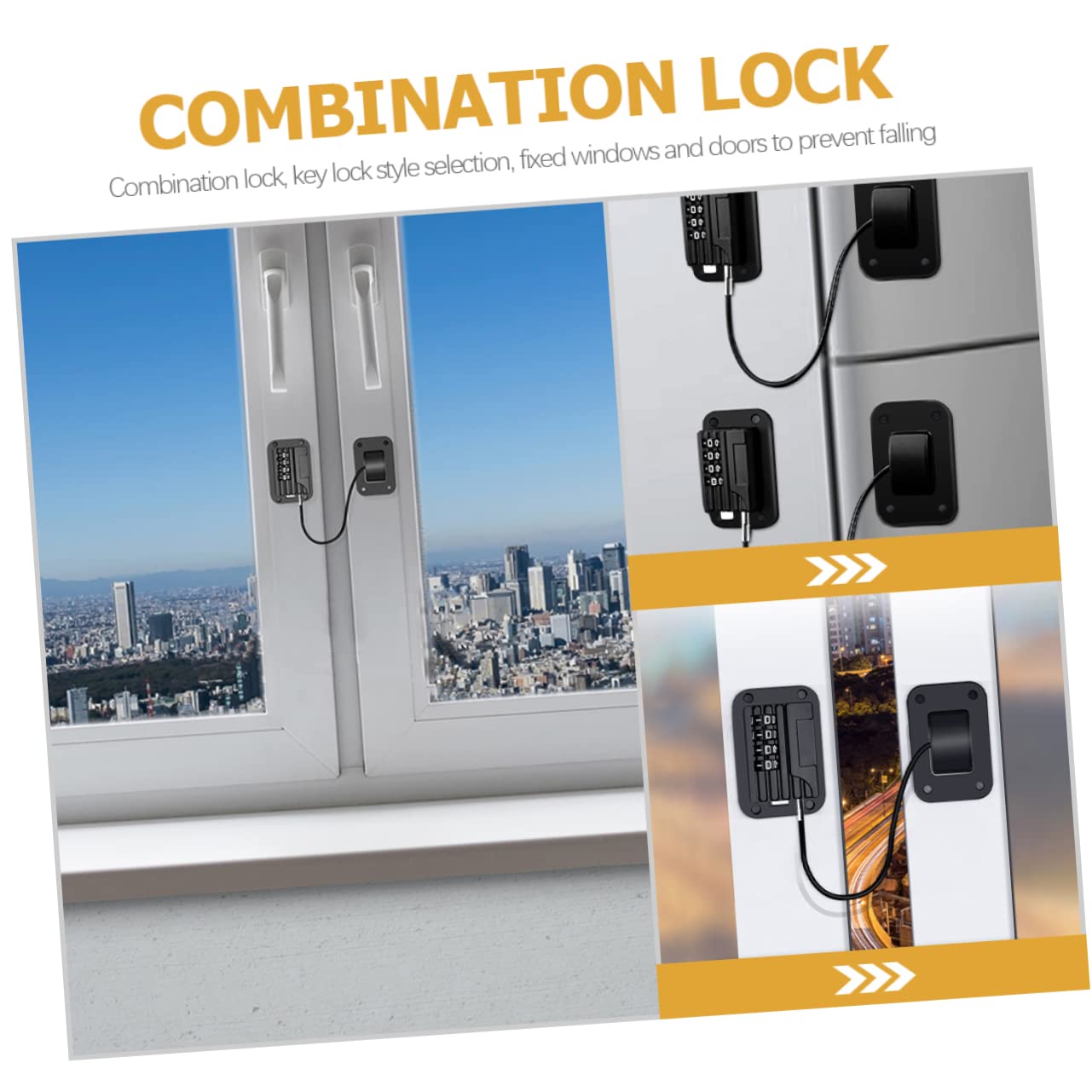 8-Pack Stainless Steel 4-Wheel Combination Drawer Locks - Child Proof & Secure Cabinet Locks for Home, Office, and School Safety