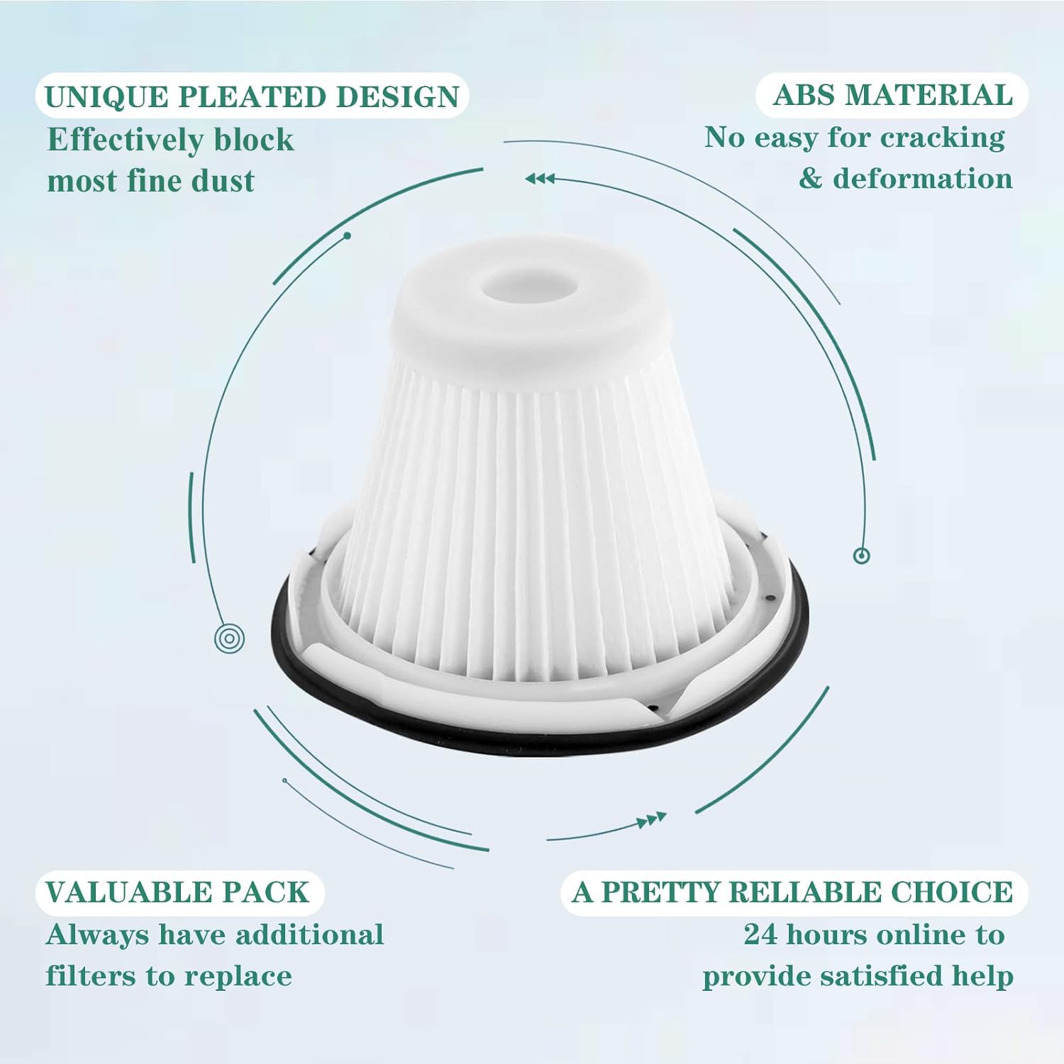 BLACK & DECKER VF200SP BDH2000SL/BDH1800S Vacuum Replacement Filters (4-Pack) with Cleaning Brush - Compatible with Handheld Vacuums - Part #90543043-01 - Ideal for Home Cleaning, Pet Hair Removal & Car Detailing