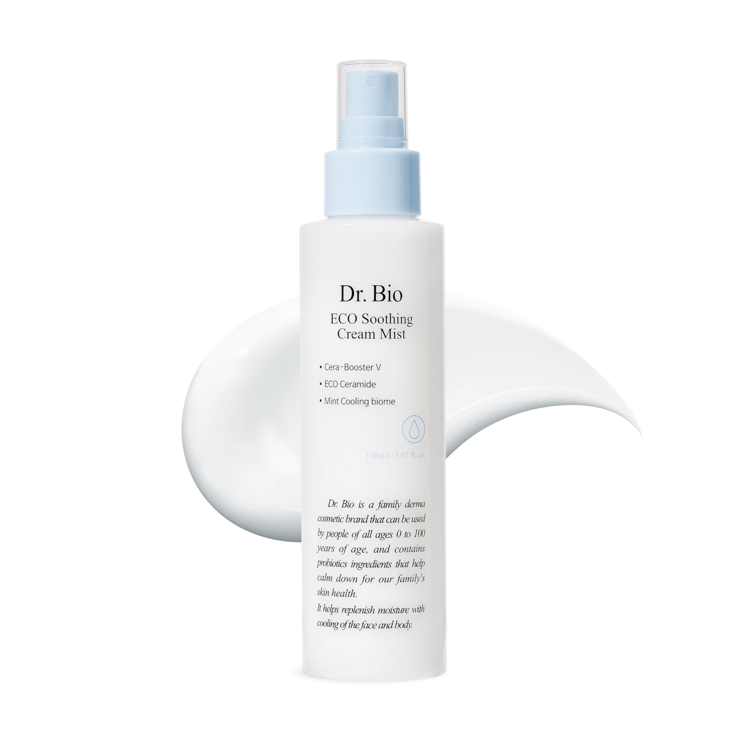 ECO Soothing Cream Mist (5.07oz/150ml) - Hydrating Facial & Body Spray for Sensitive Skin with Probiotics | Korean Skincare Moisturizer for Dry Skin | Travel-Friendly Size | Perfect for On-the-Go Hydration & Post-Workout Refreshment