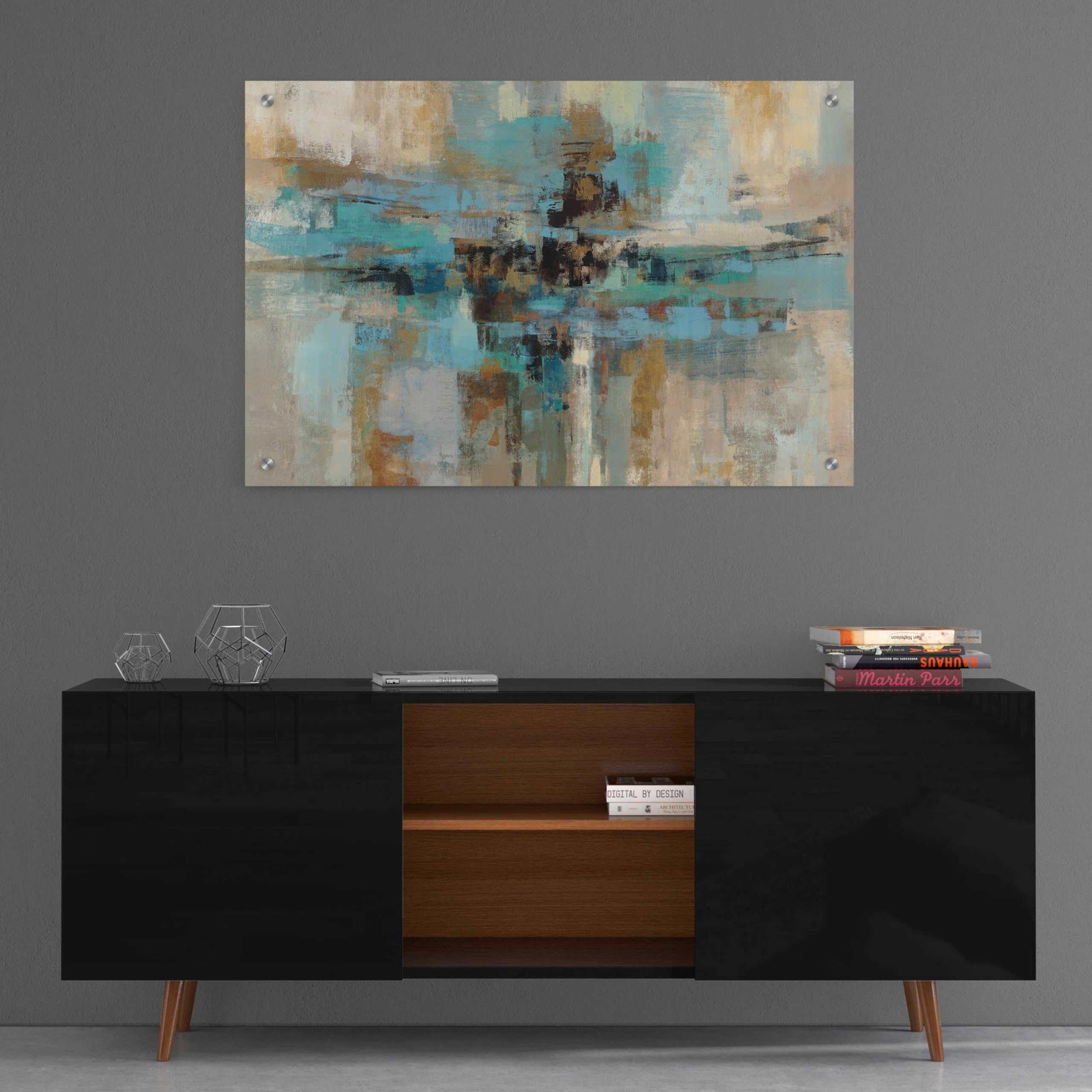 Silvia Vassileva 'Morning Fjord' Acrylic Glass Wall Art - 36x24 Inches Modern Abstract Landscape Painting for Living Room, Bedroom & Office Decor