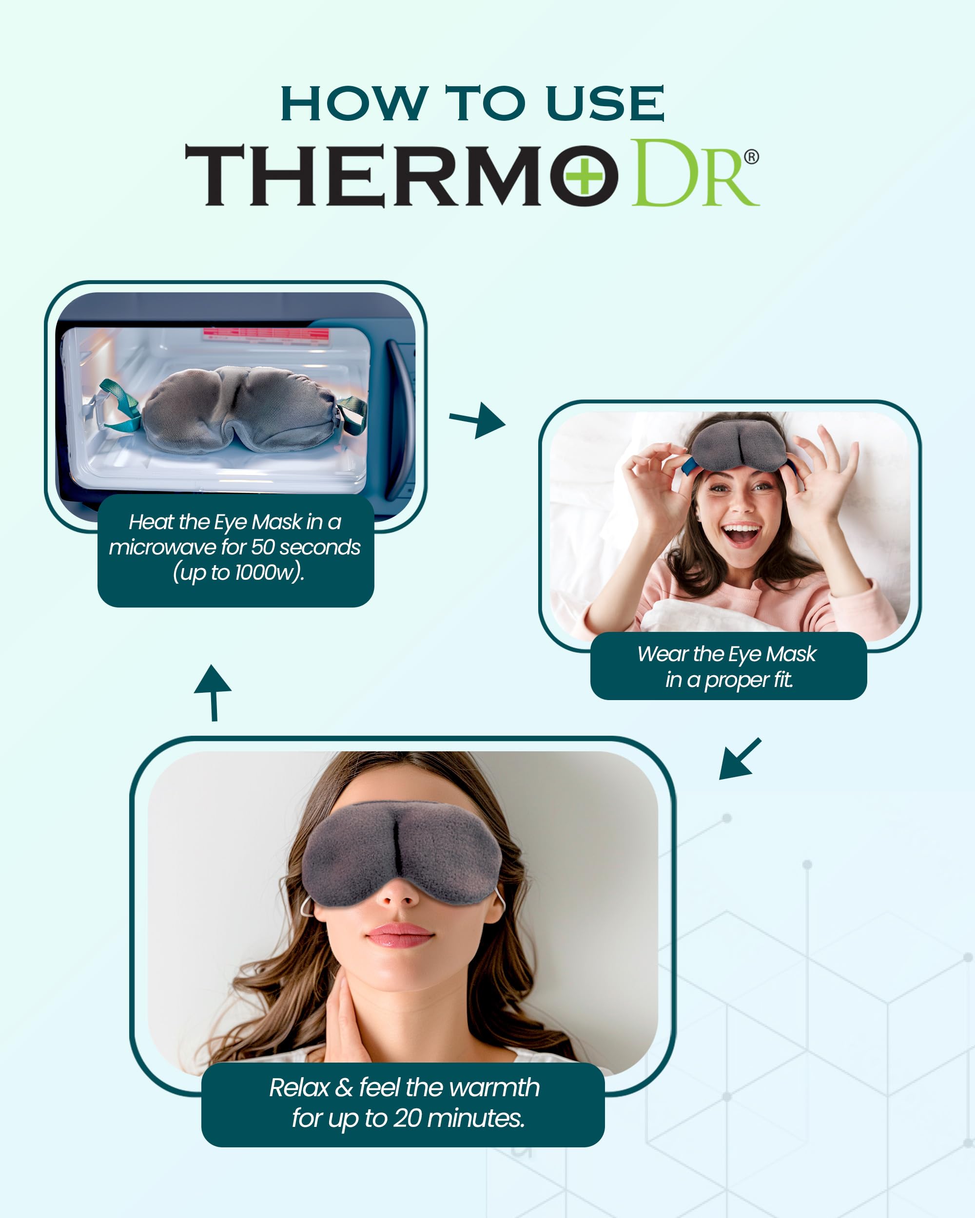 Heated Eye Mask for Dry Eyes, Blepharitis & Stye Relief - Warm Compress for Puffy, Tired Eyes & Conjunctivitis - Soft Fleece Microwaveable Eye Mask with Adjustable Strap - Perfect for Relaxation, Sleep & Eye Care at Home or Travel
