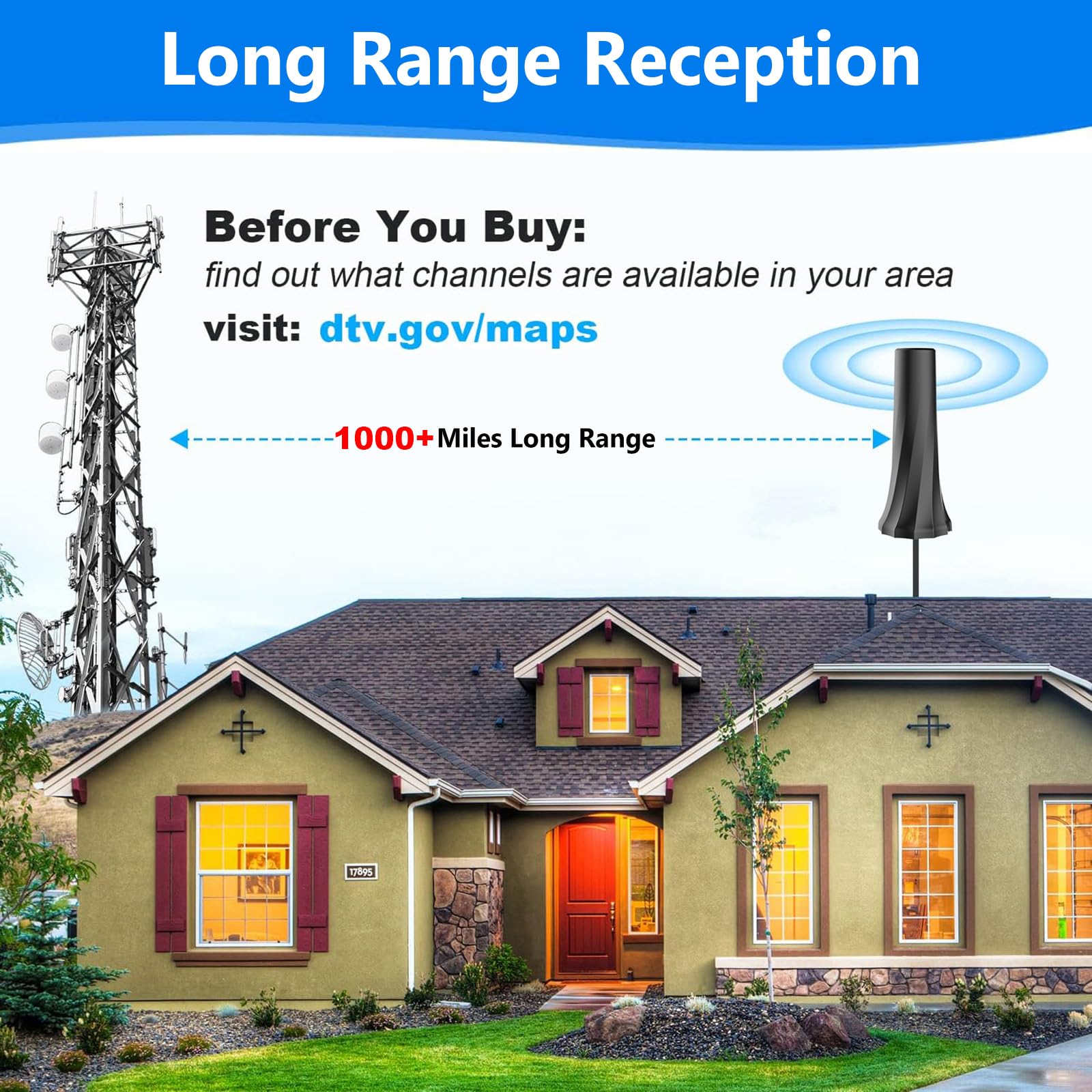 2024 Upgraded Digital TV Antenna for Smart TV - Indoor HDTV Antenna with 880+ Miles Range, Supports 4K 8K 1080p Fire Stick TVs - Receive All Local Channels with 20ft Coaxial Cable - Perfect for Home Theater, RV, Camping & Emergency TV Viewing