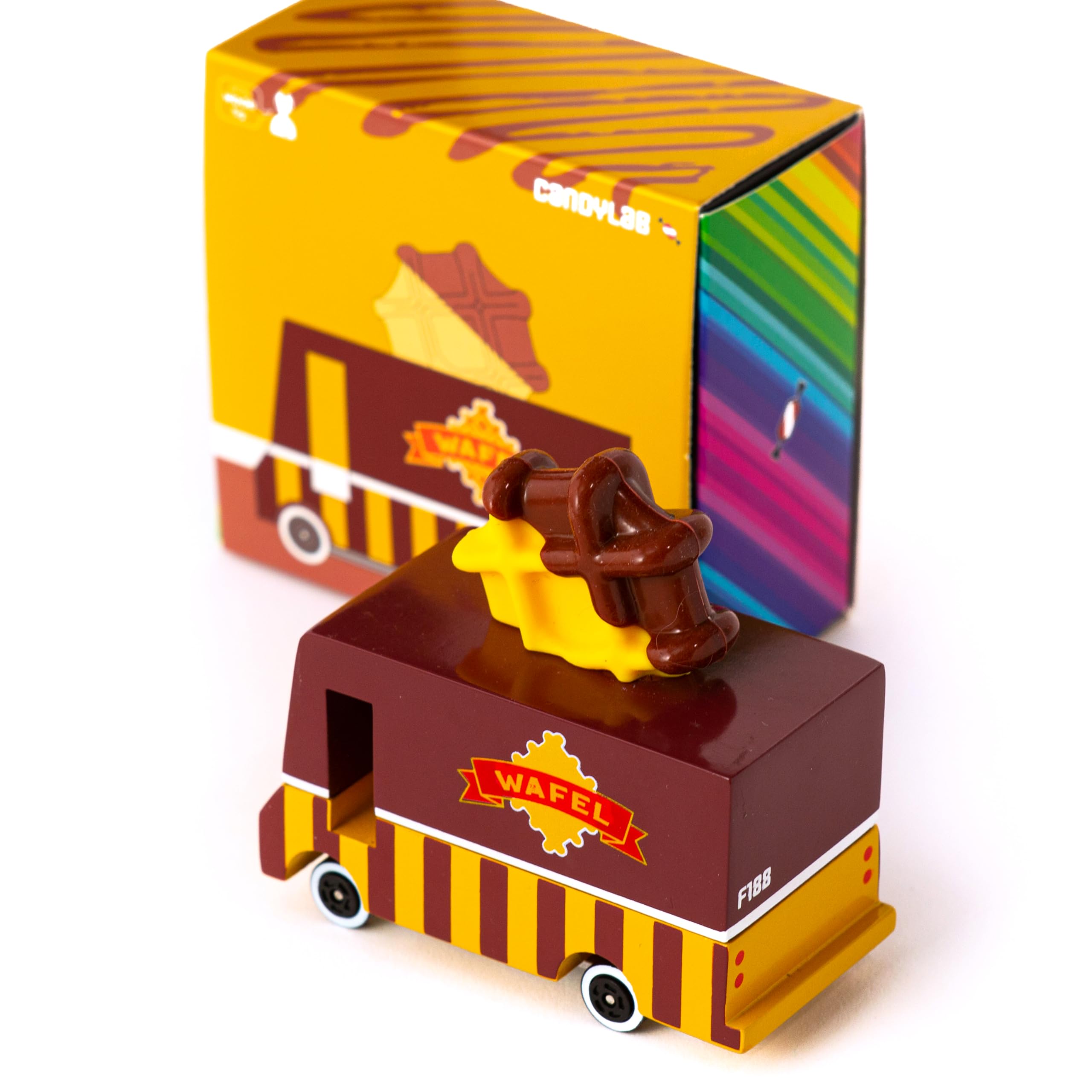 Candylab Toys CANDYCAR® Wooden Food Truck Collection - Waffle Van, Premium Handcrafted Beechwood Toy Car for Kids | Eco-Friendly Wooden Toy Vehicle for Pretend Play, Birthday Gifts & Collectibles