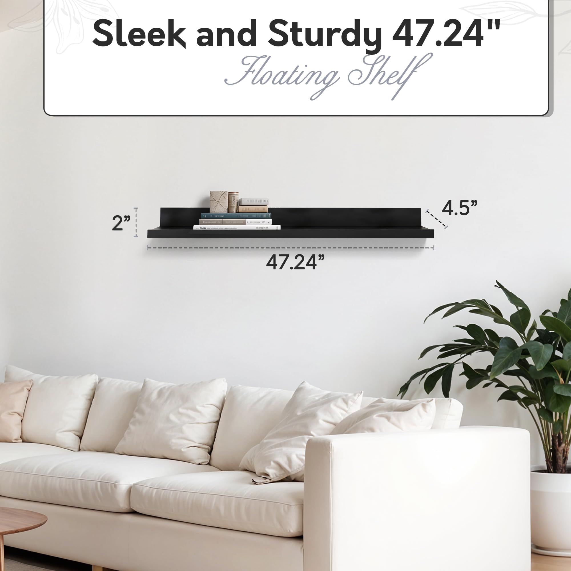 Black Picture Ledge Shelf - 4.5
