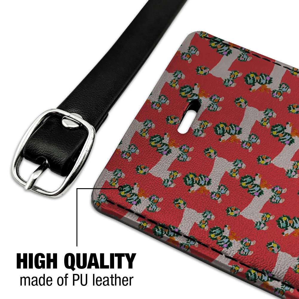 Christmas Poodles Rectangle Leather Luggage Tag - Personalized Suitcase ID Tag for Carry-On Bags - Perfect for Holiday Travel & Gift Giving