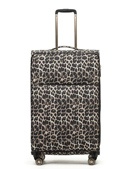 Tosca SO LITE New AIR5055 79cm Large Spinner Luggage with Leopard Print - Perfect for Travel, Business Trips & Vacation Packing