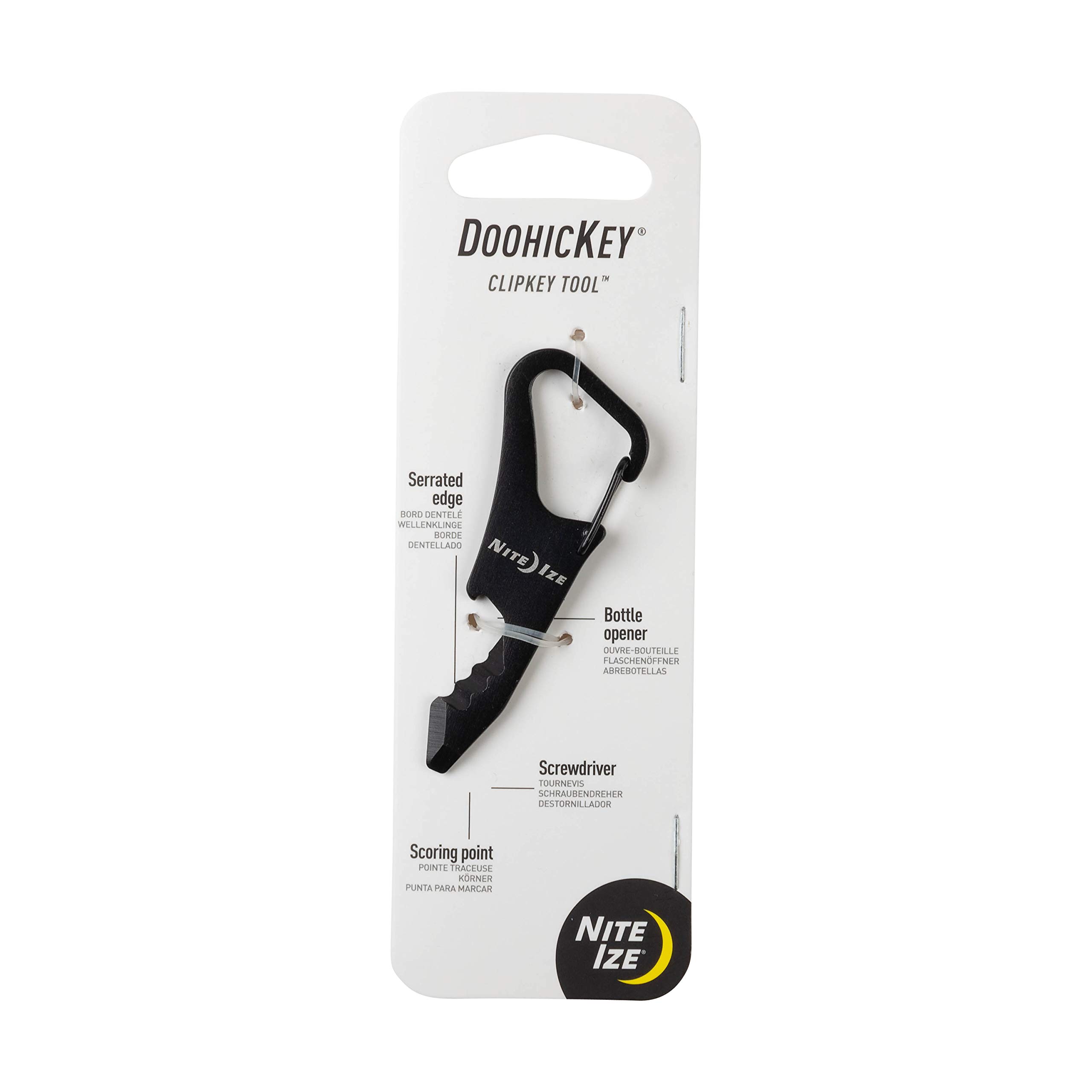 Nite Ize DoohicKey ClipKey Multi-Tool Keychain Organizer - Compact Black Key Holder for Everyday Carry (EDC), Outdoor Adventures & Home Use
