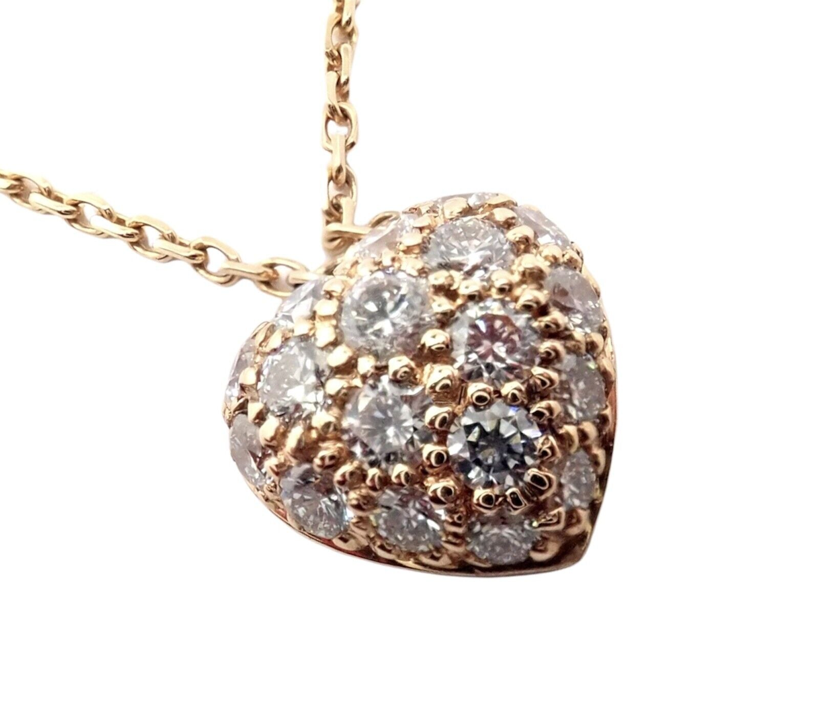 Authentic Cartier Small Heart 18k Rose Gold Pave Diamond Pendant Necklace for Women - Luxury Valentine's Day Gift & Anniversary Jewelry for Her